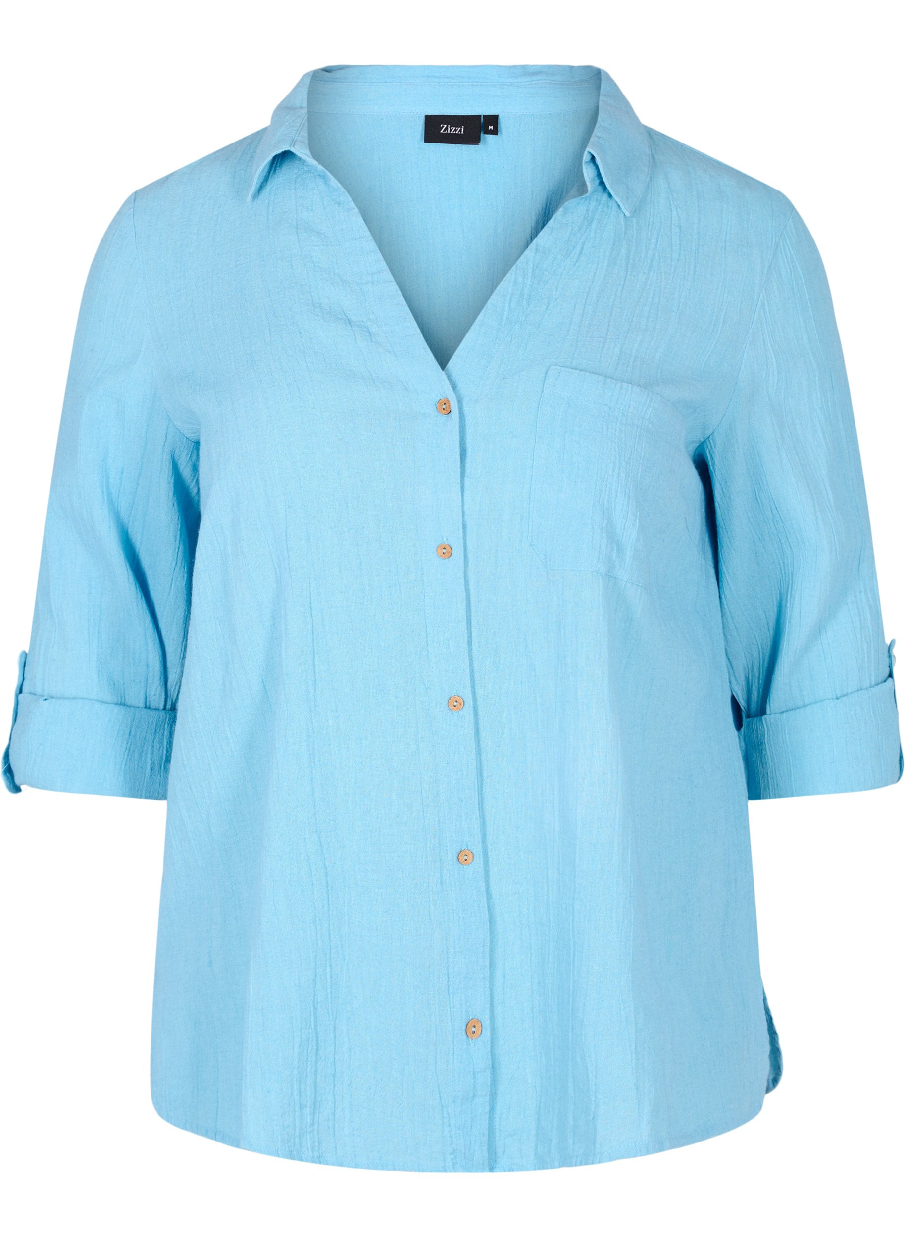 Blouse with 3/4-length sleeves and buttons, Alaskan Blue, Packshot