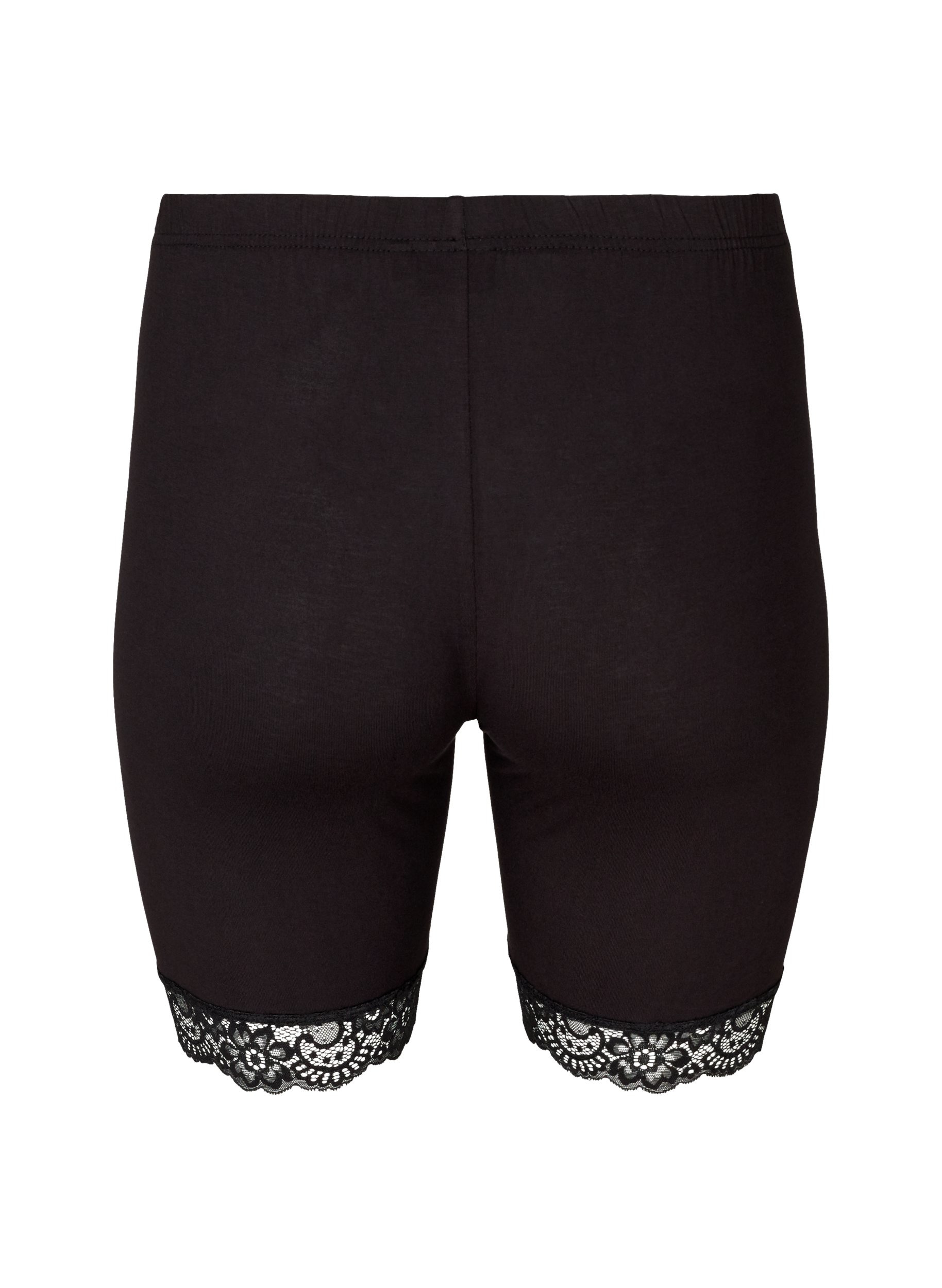 Cycling shorts with a lace trim, Black, Packshot image number 1