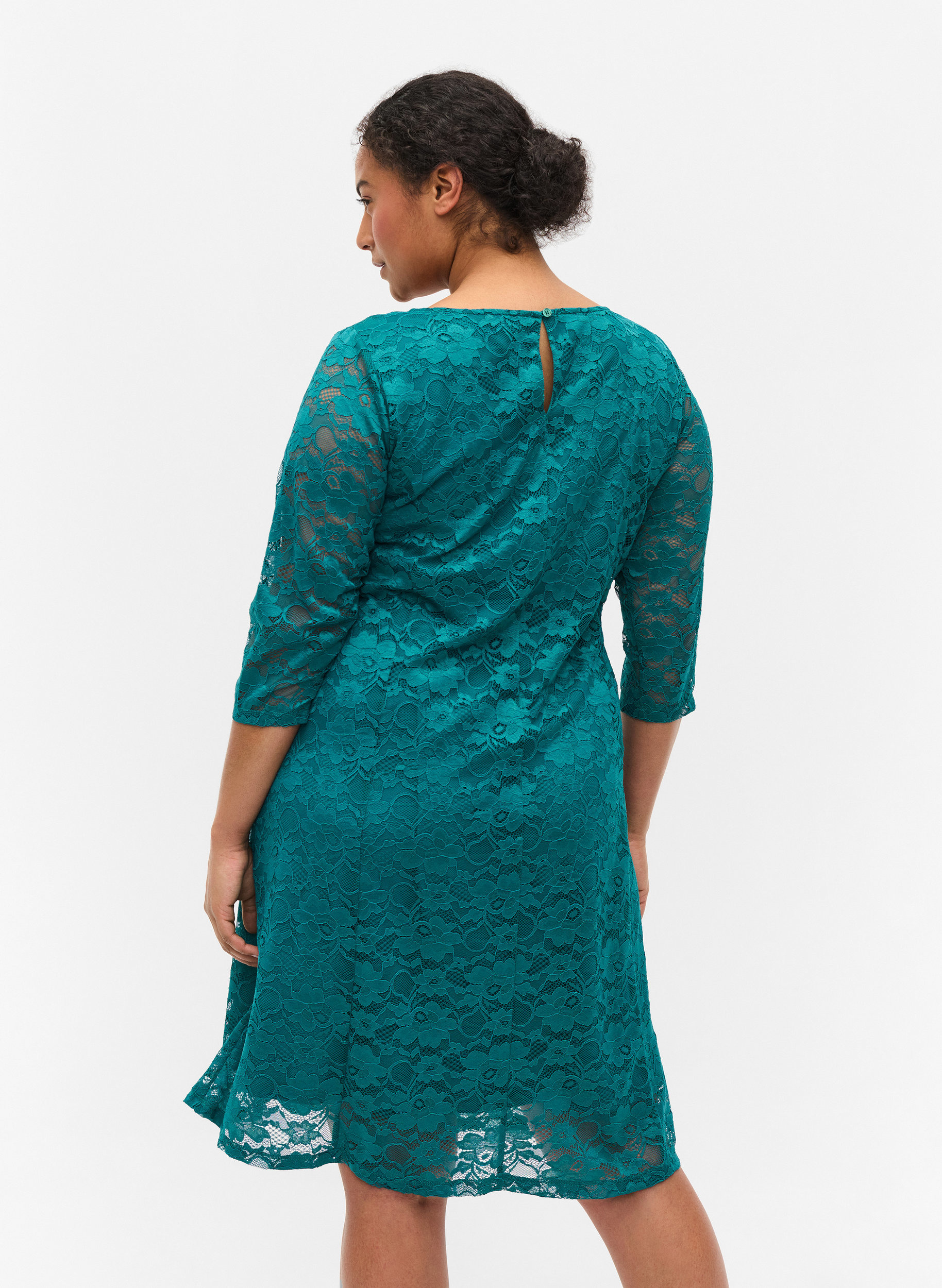 Lace dress with 3/4 sleeves, Quetzal Green, Model image number 1