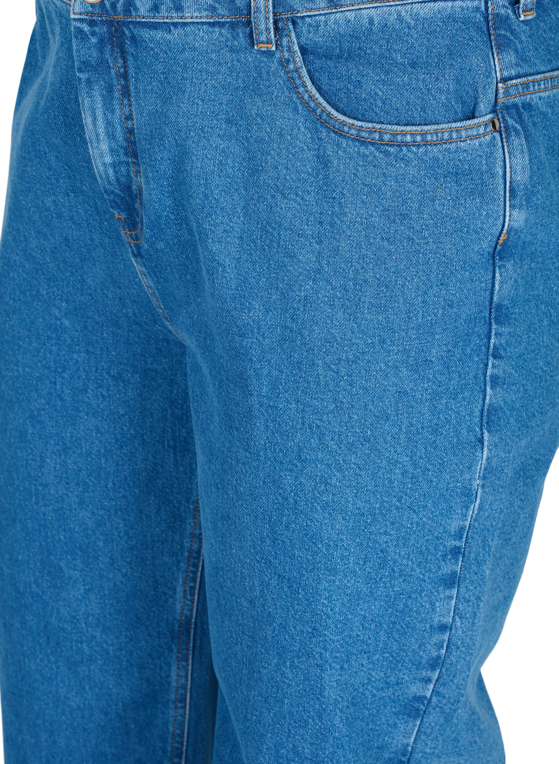 High-waisted straight leg jeans - Blue 