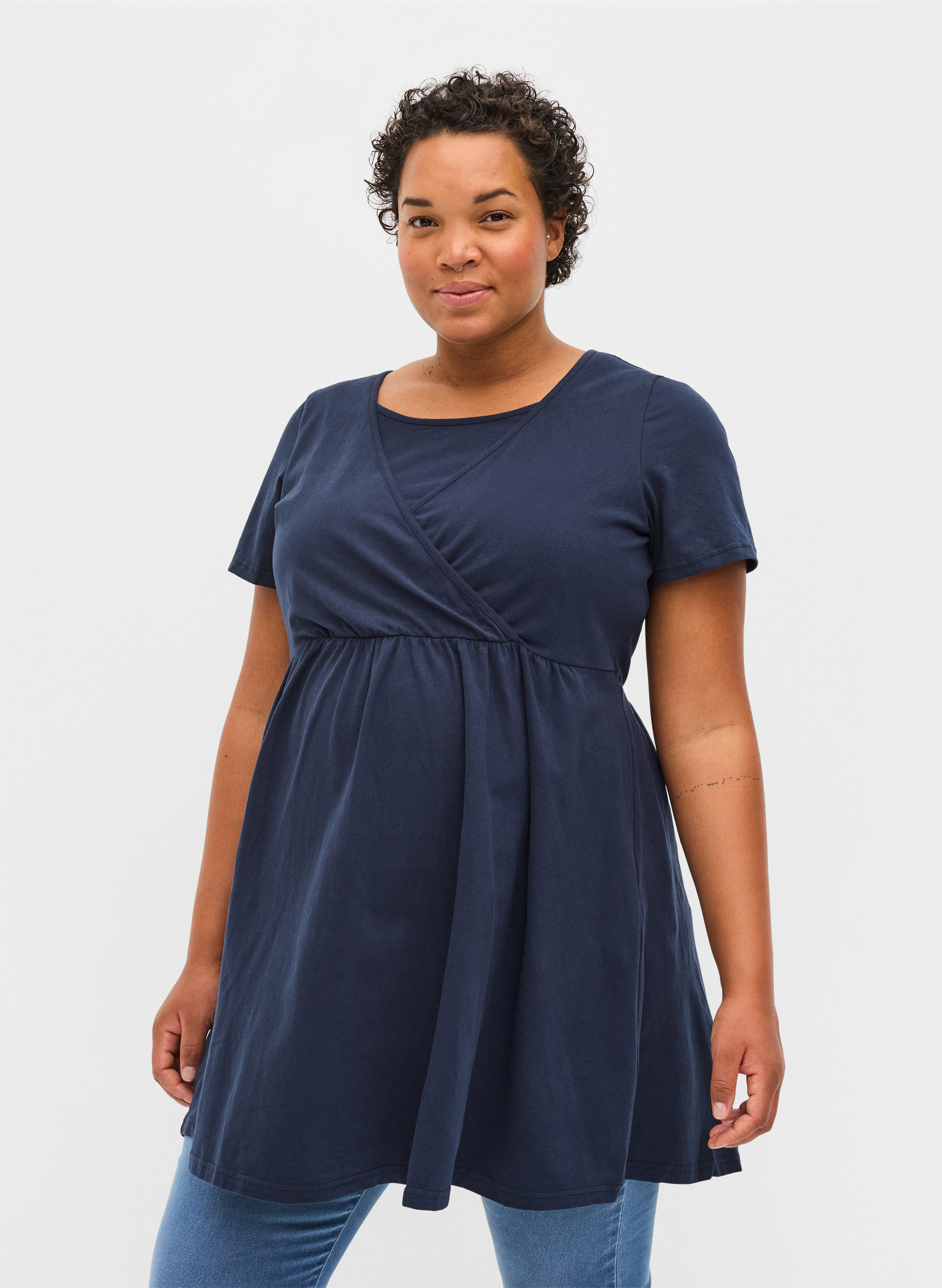 Short-sleeved cotton maternity tunic 