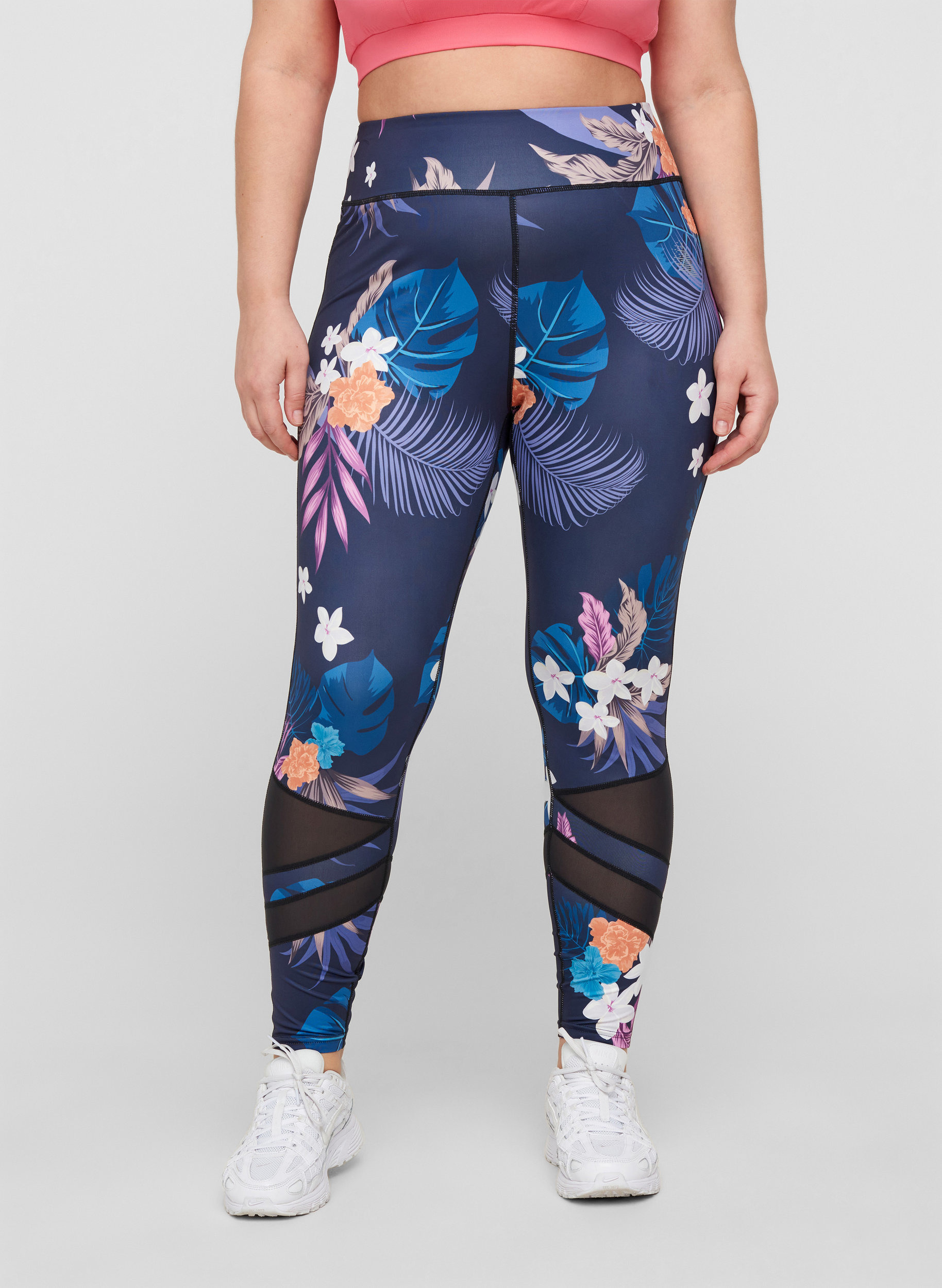 Cropped sports leggings with floral 