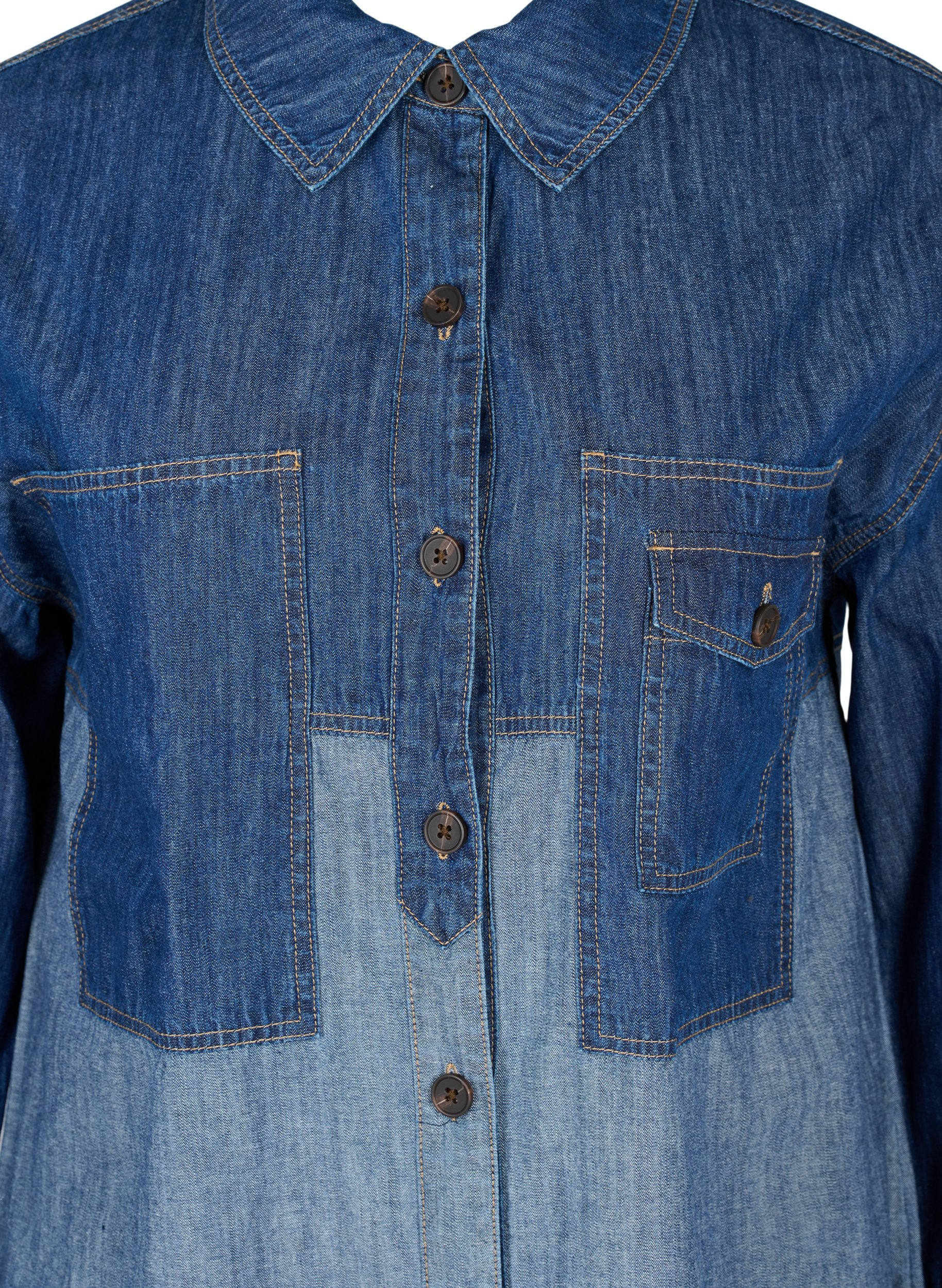 Long denim shirt jacket - Blue - Sz. 42 