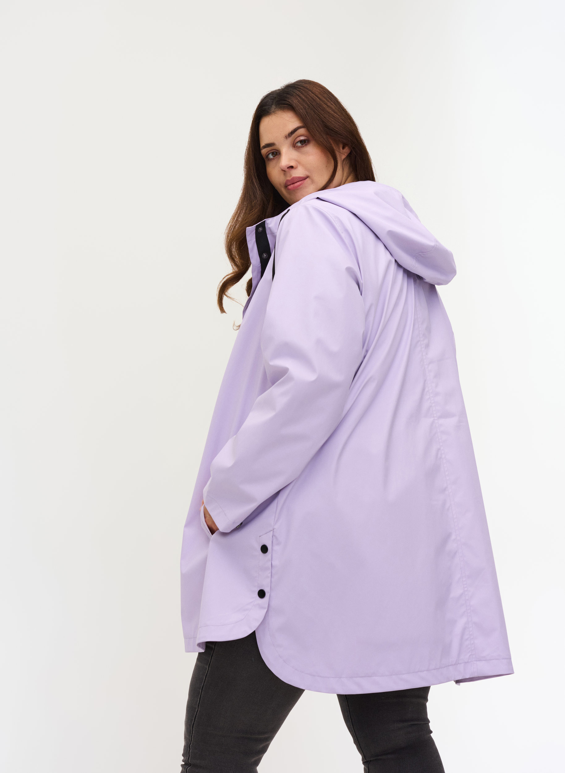 Rain coat with a hood and pockets, Pastel Lilac, Model image number 1