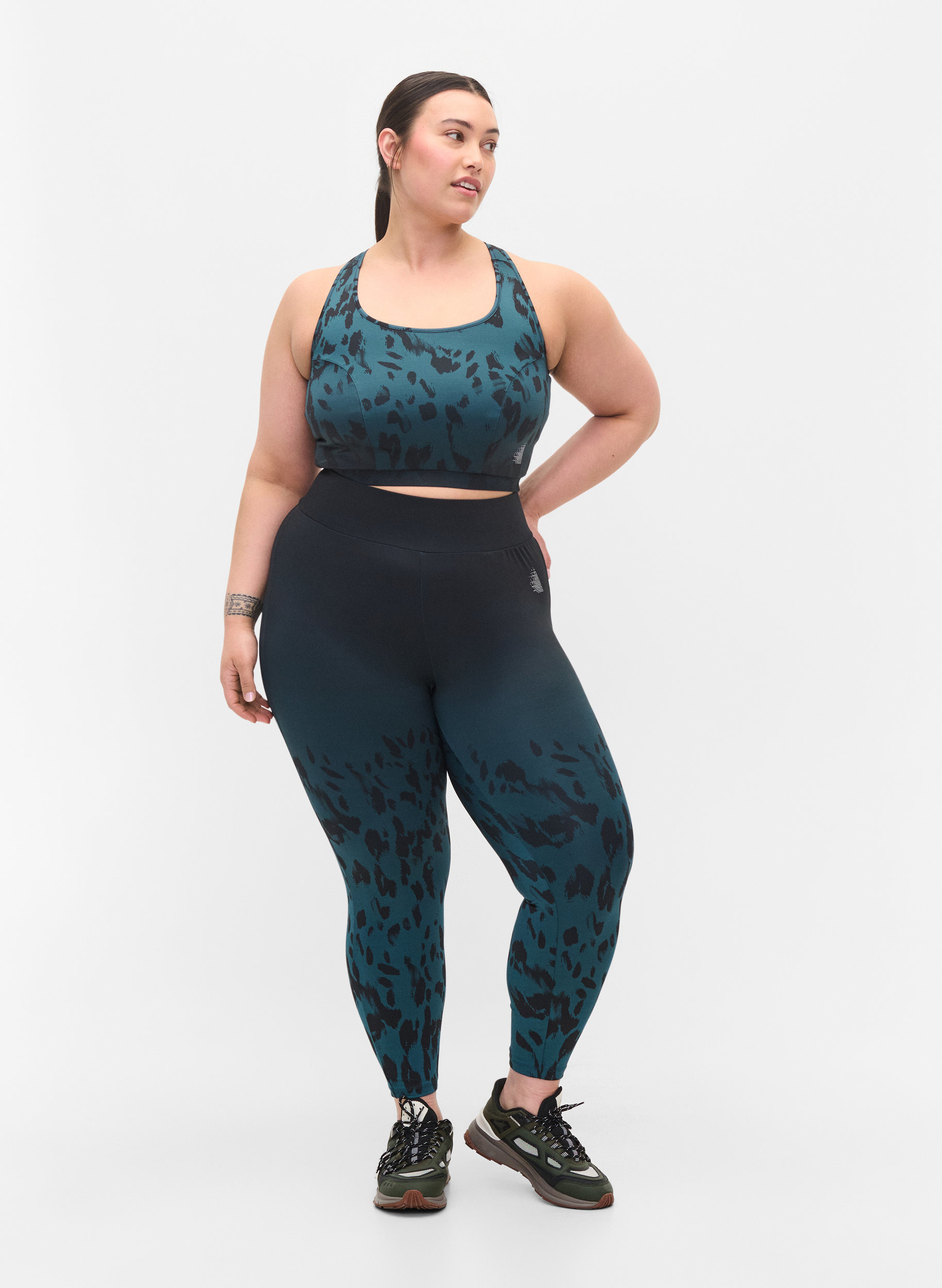 Cropped printed gym leggings - Green 