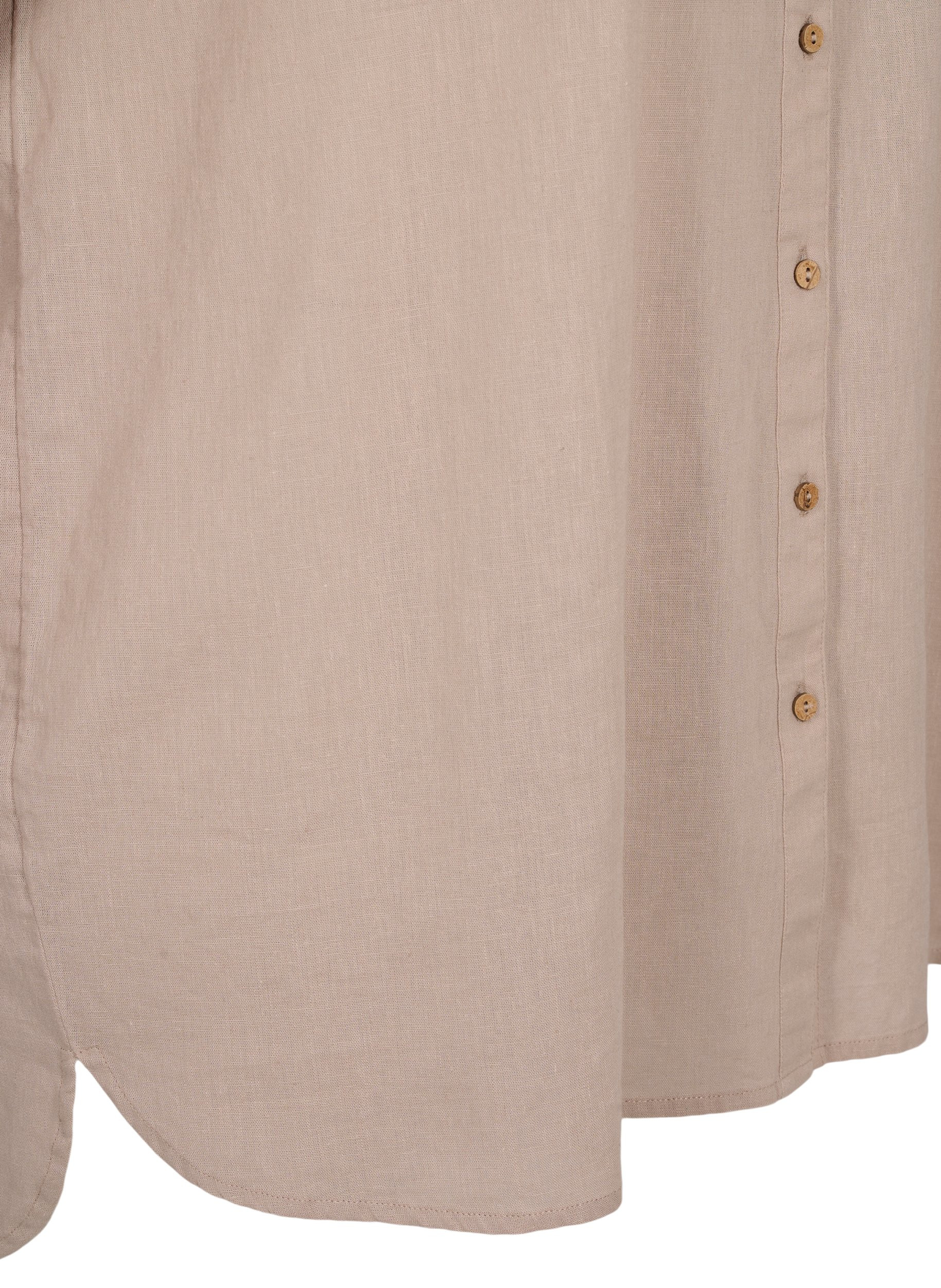 Blouse with 3/4-length sleeves and button closure, Simply Taupe, Packshot image number 3