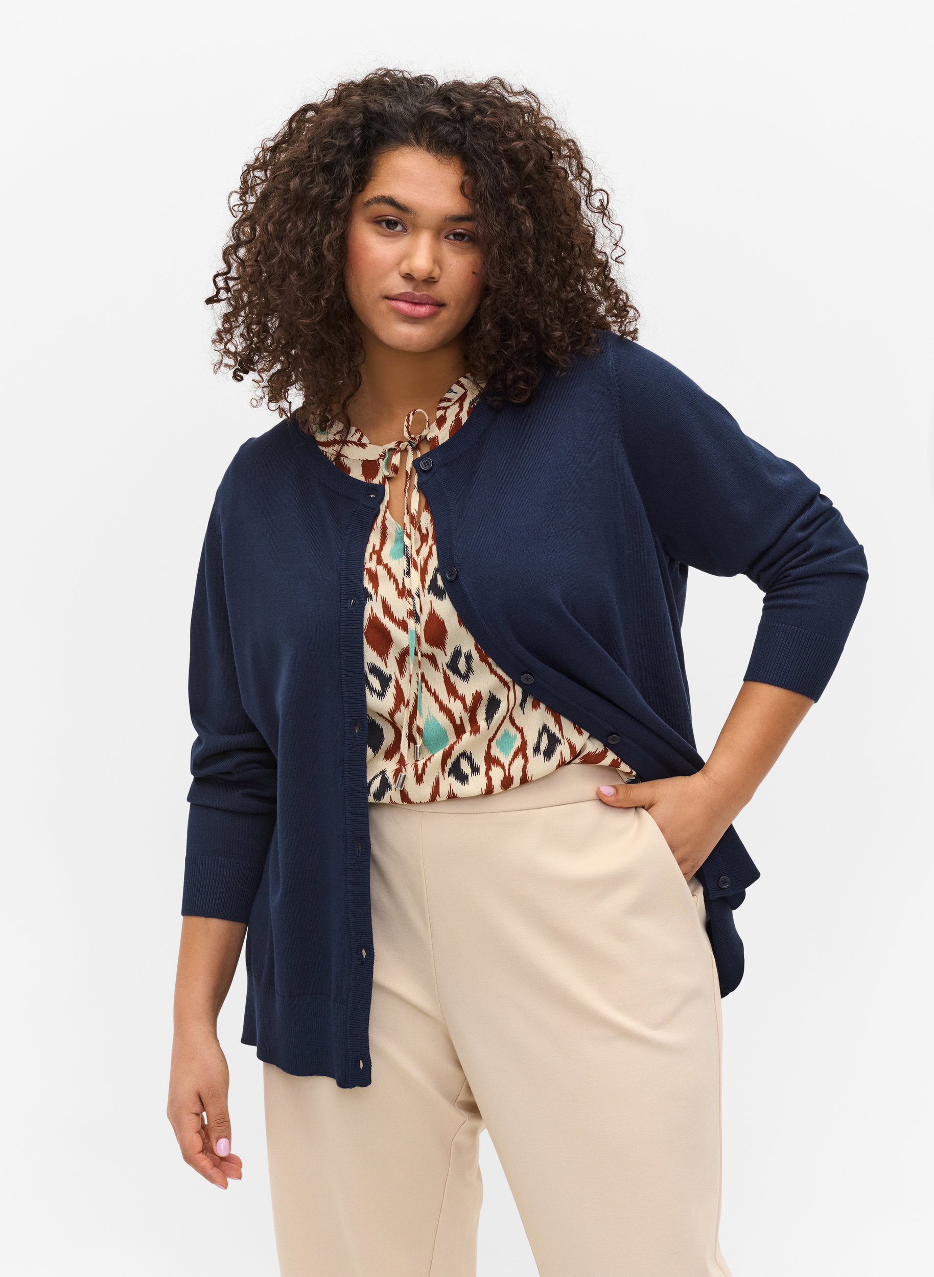 Knitted viscose blend cardigan - Blue 
