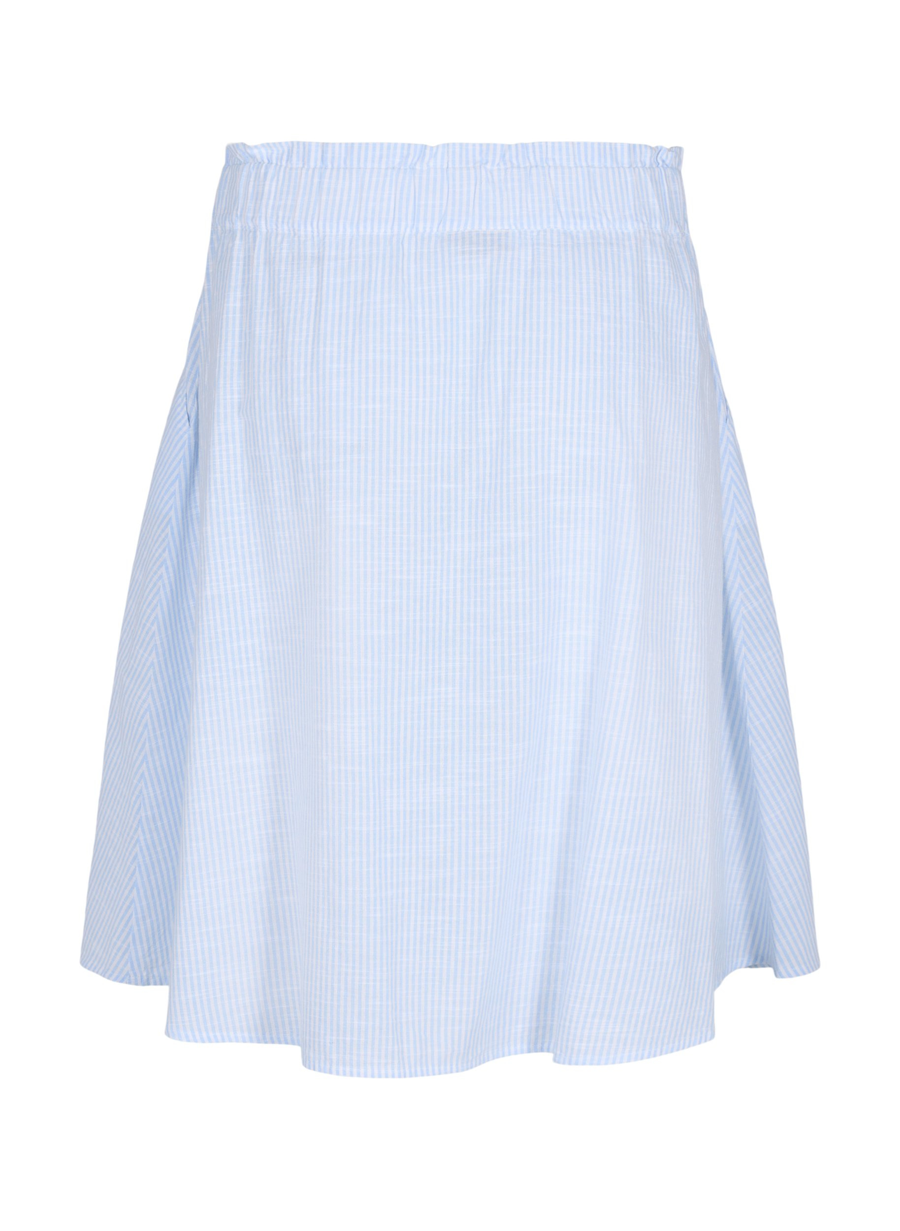 Striped skirt with pockets in cotton, Blue Bell Stripe, Packshot image number 1