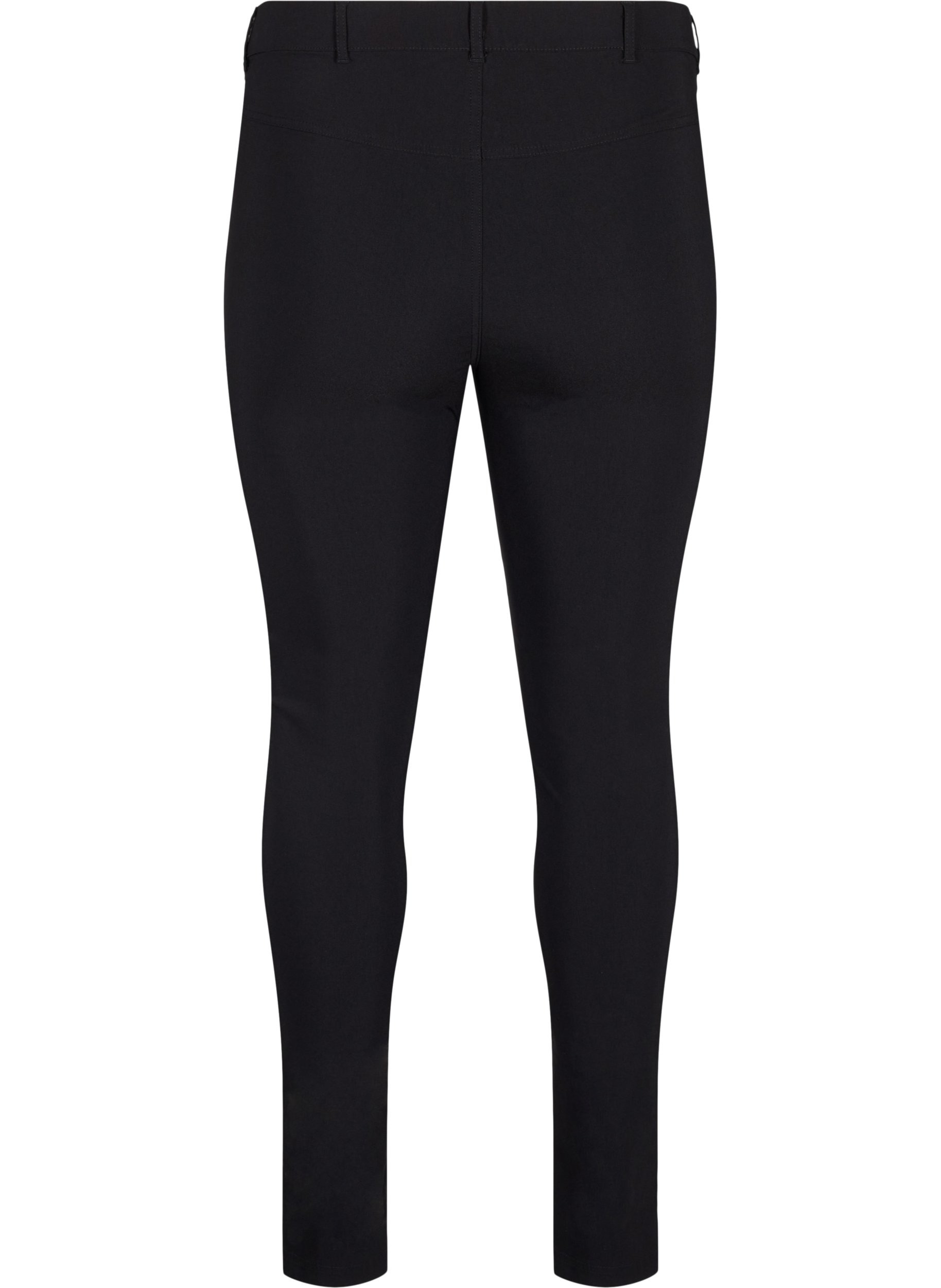 Close-fitting trousers with zipper details, Black, Packshot image number 1