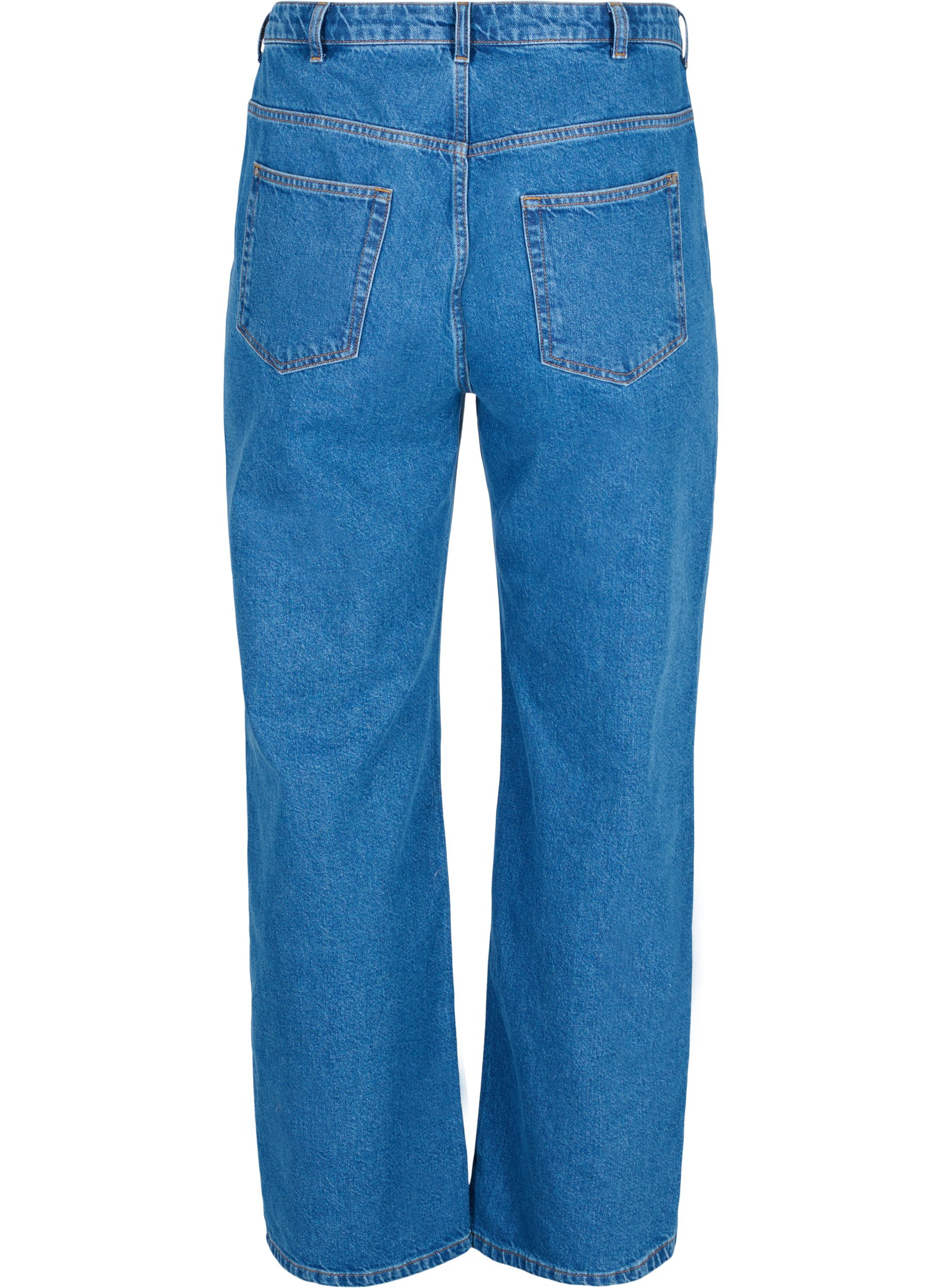 High-waisted straight leg jeans - Blue 