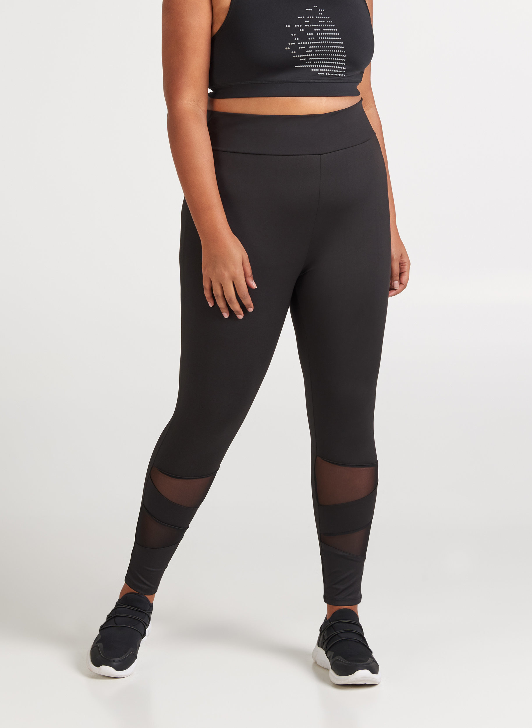 Sports leggings with mesh, Black, Model image number 3