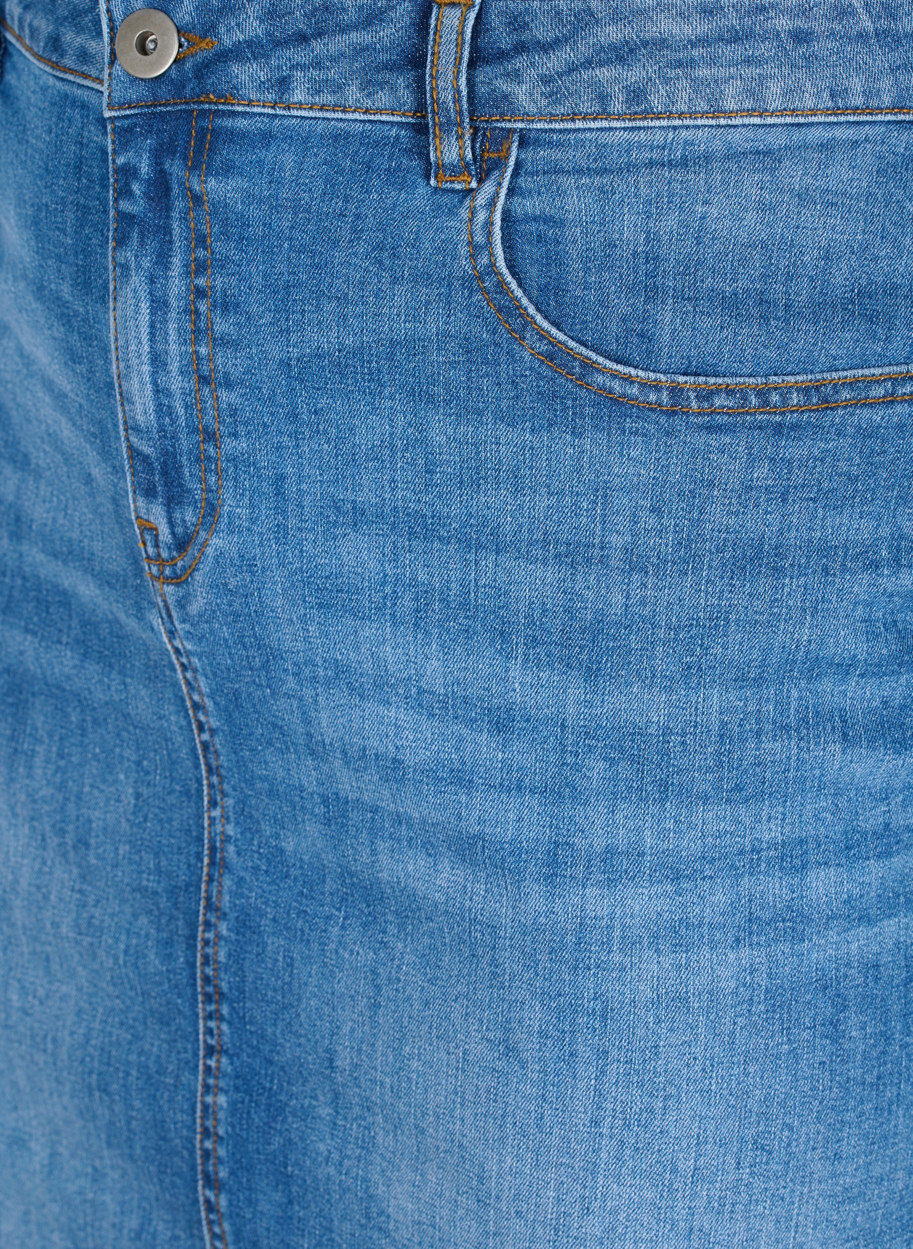 Close-fitting cotton denim skirt, Blue denim, Packshot image number 2