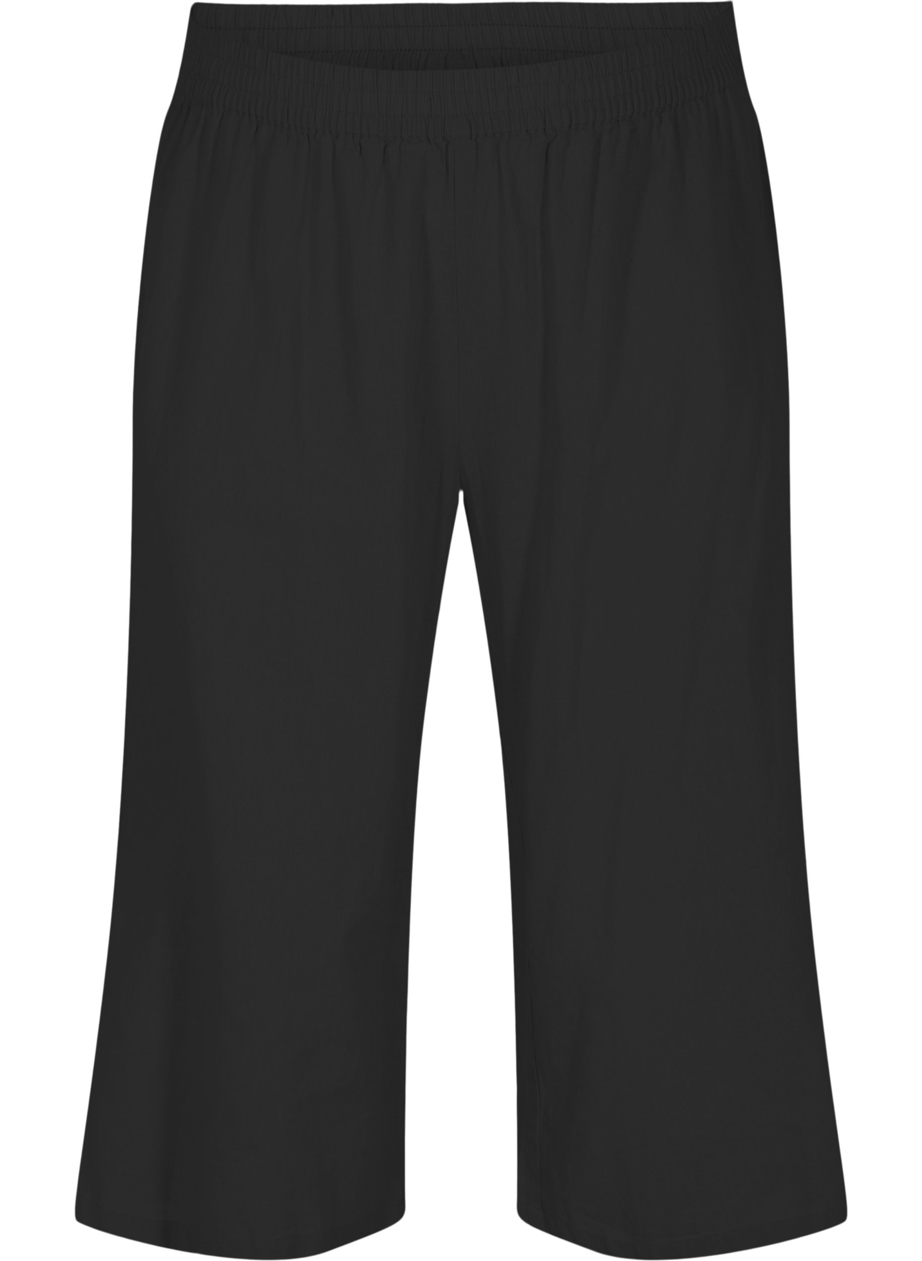 7/8 trousers in a cotton blend with linen, Black, Packshot