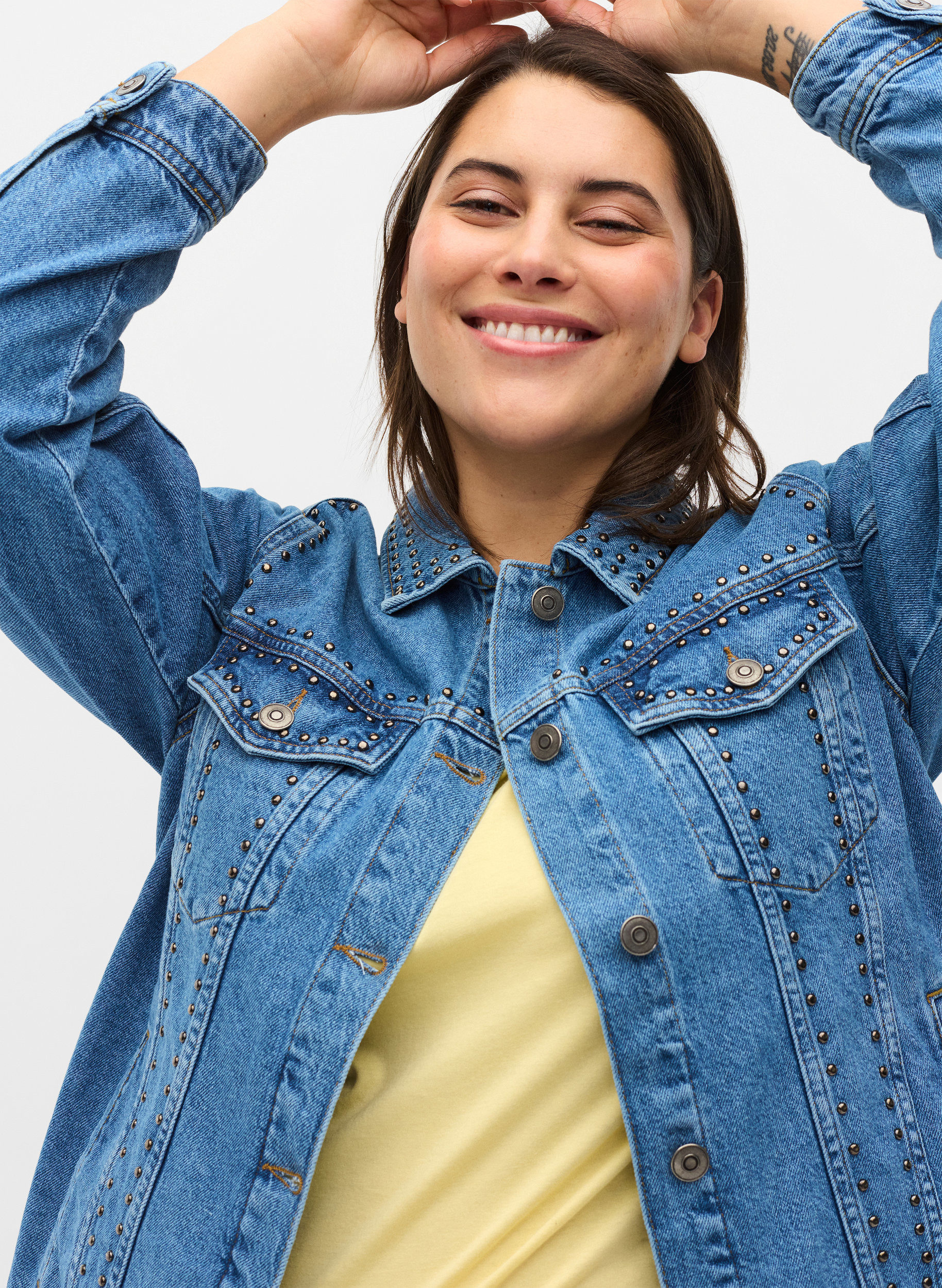 Studded denim jacket - Blue - Sz. 42-60 
