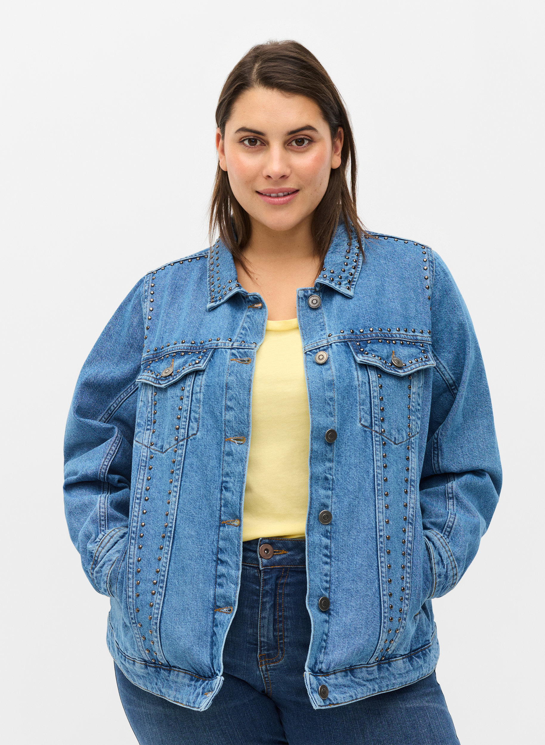 Studded denim jacket - Blue - Sz. 42-60 