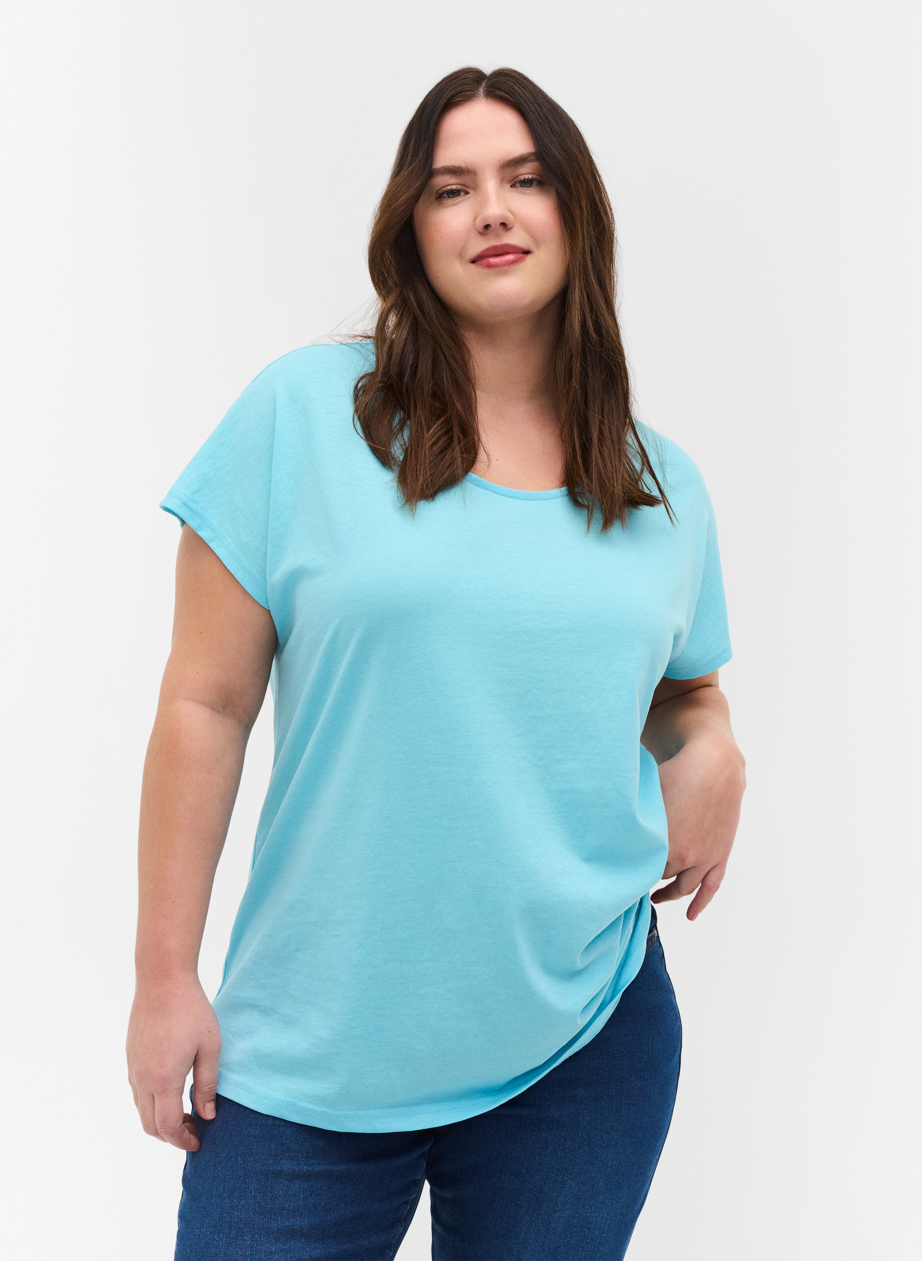 Cotton mix t-shirt, Blue Topaz, Model image number 0