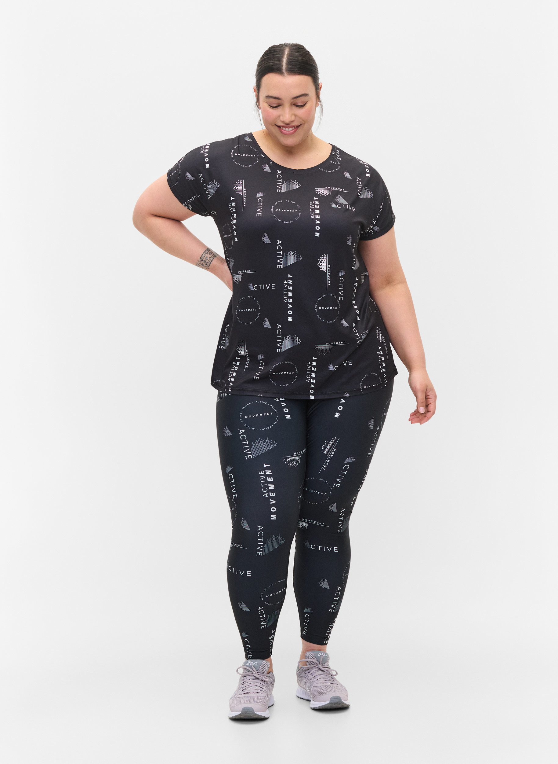 Printed cropped workout tights - Black 