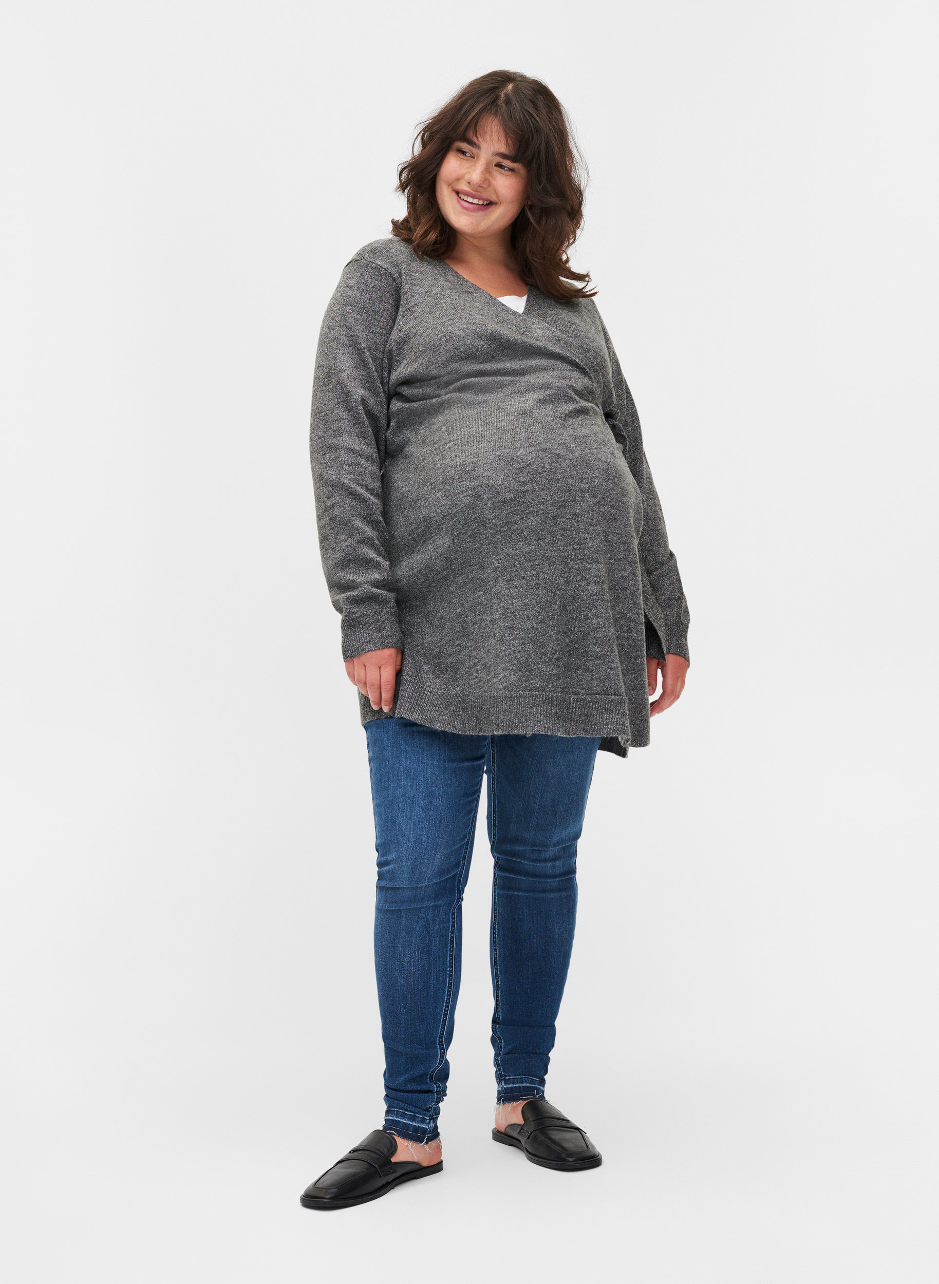 Mottled maternity blouse in knit with 