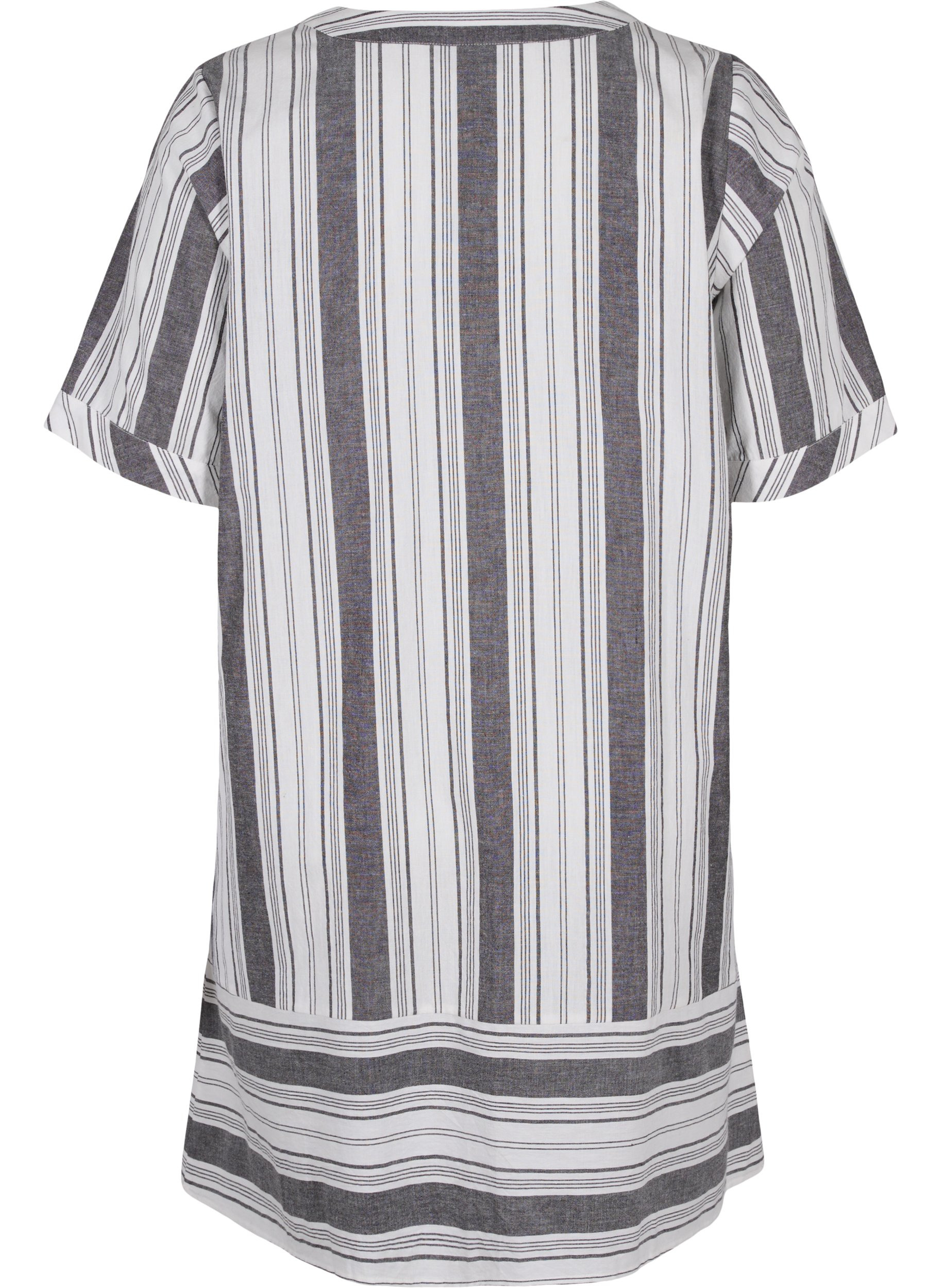 Striped cotton dress with short sleeves, Black Stripe, Packshot image number 1