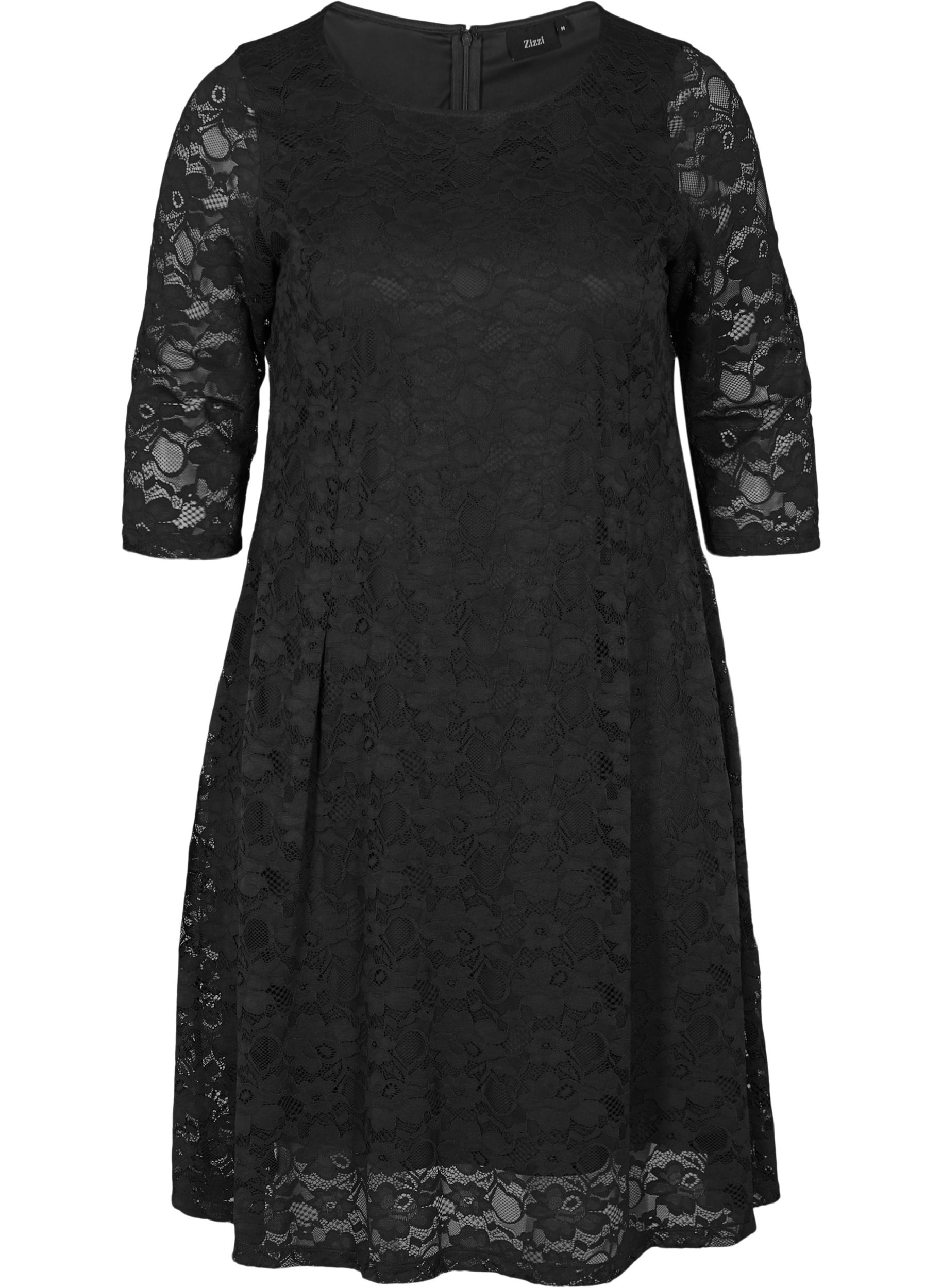 Lace dress with 3/4 sleeves, Black