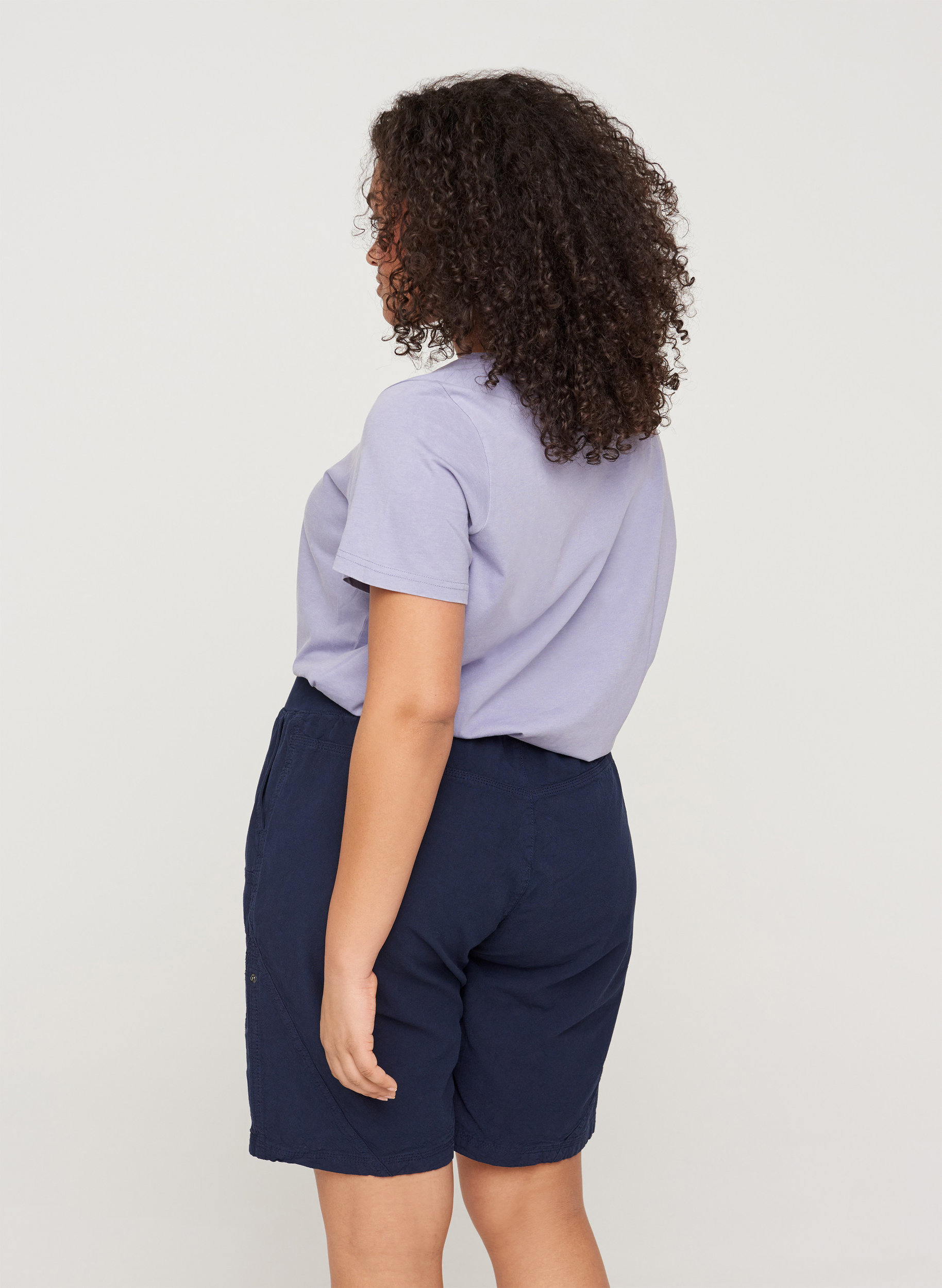 Loose cotton shorts with pockets - Blue 