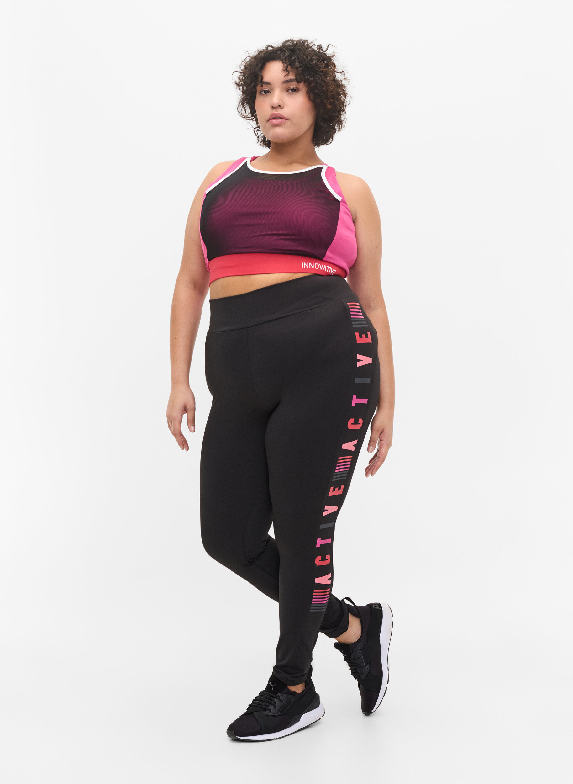 Gym leggings with text print - Black 