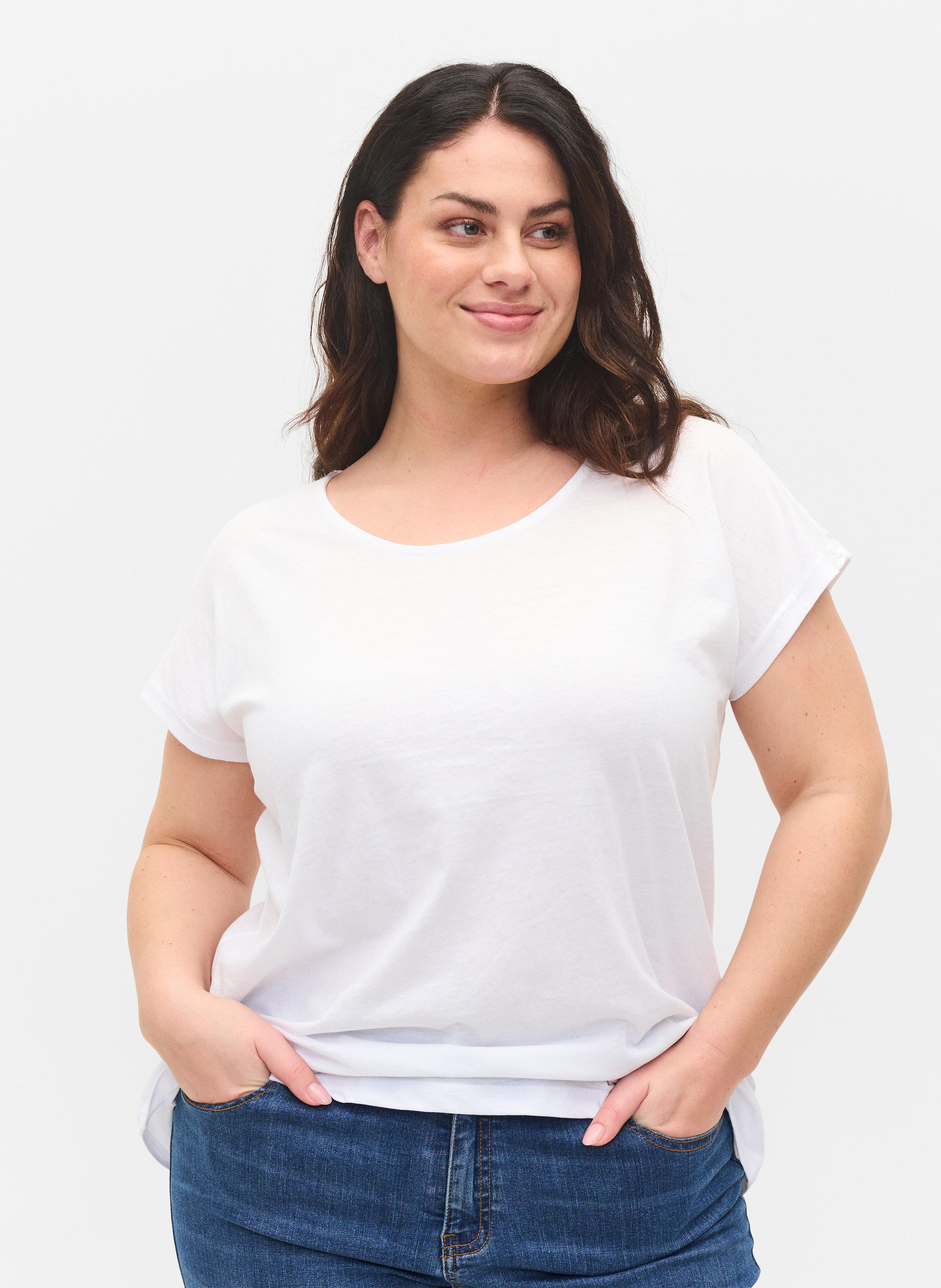 Cotton mix t-shirt, Bright White, Model