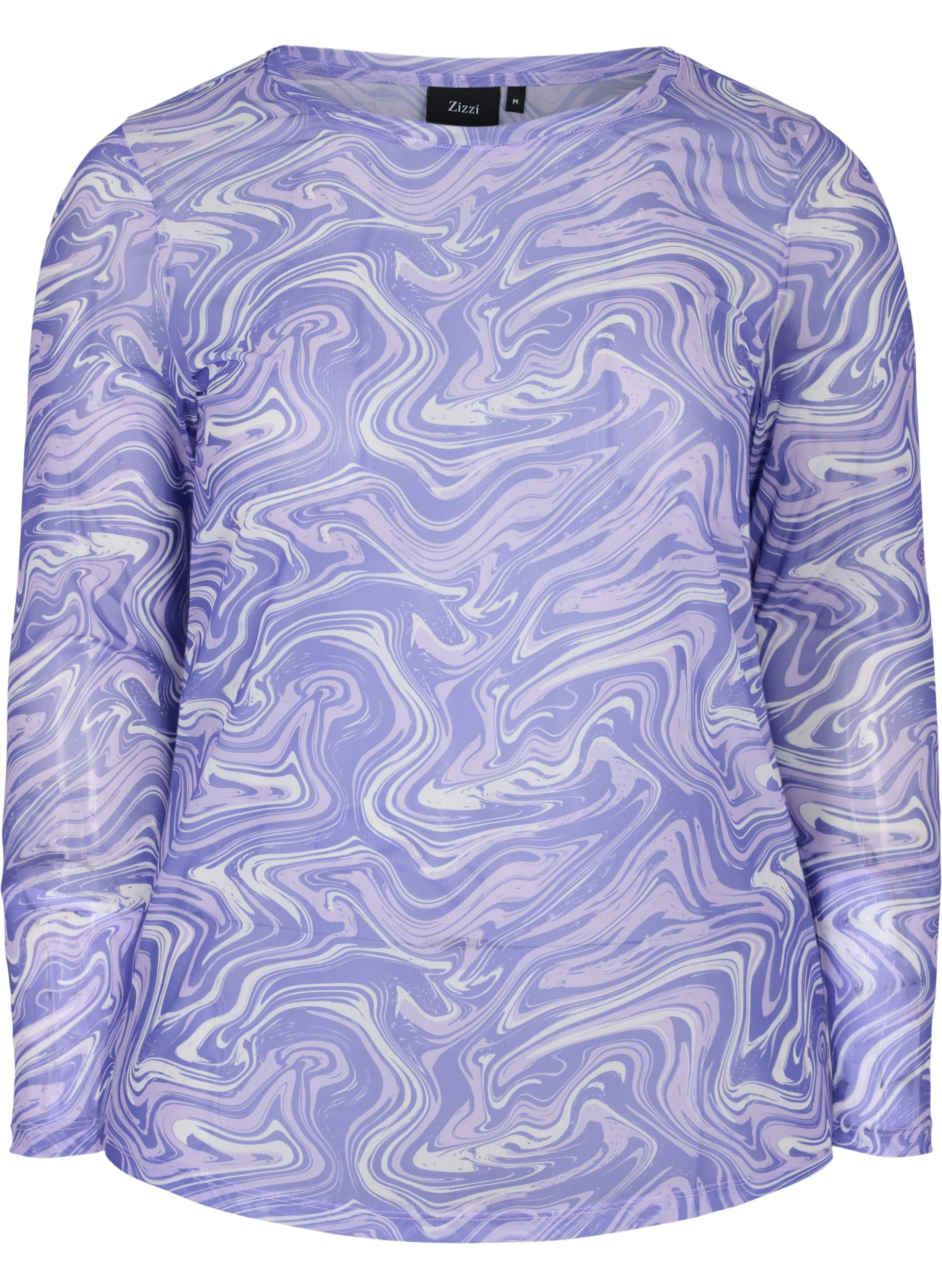 Printed mesh blouse, Lilac, Packshot image number 0
