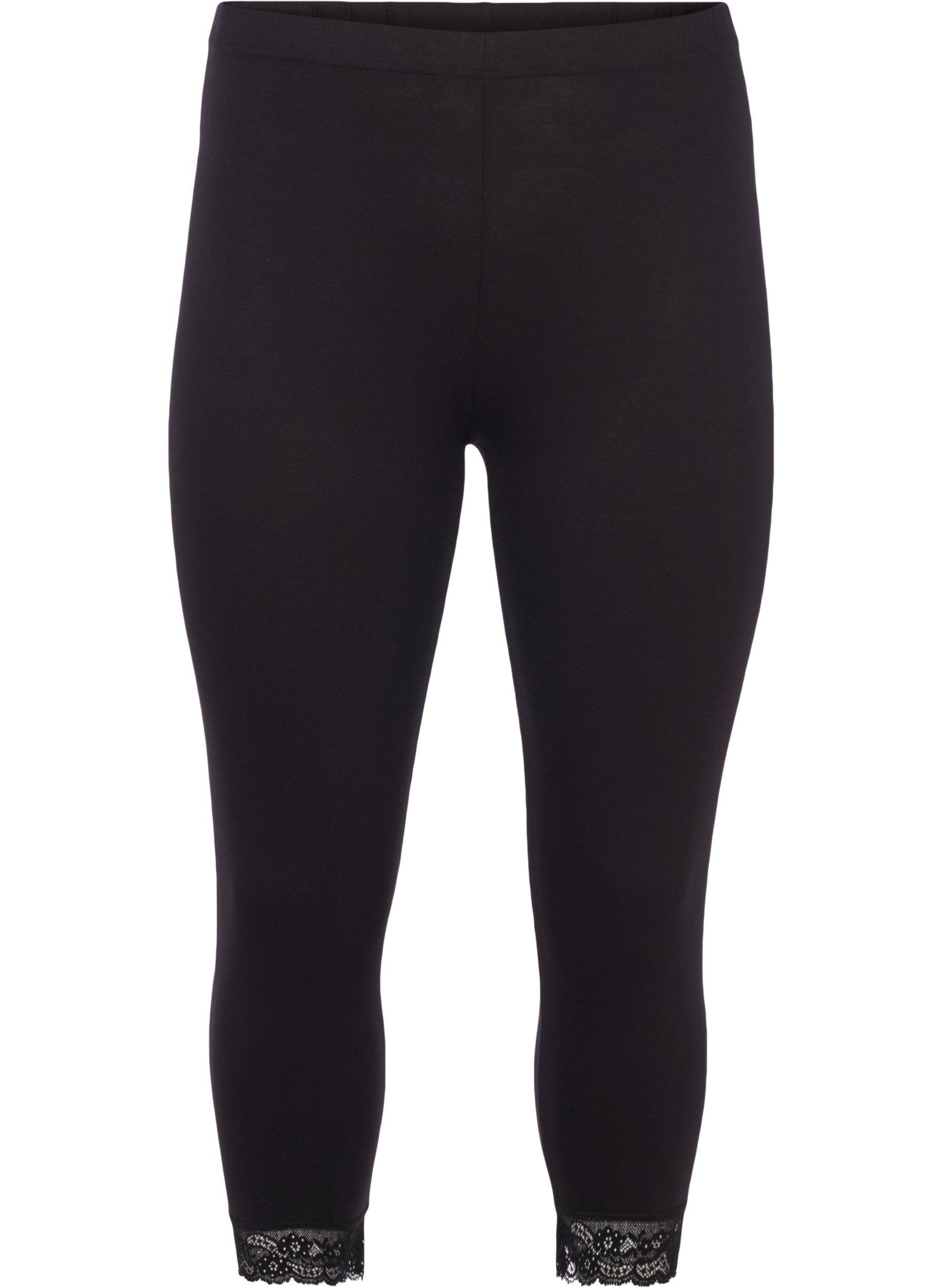 4 leggings with lace trim - Black 