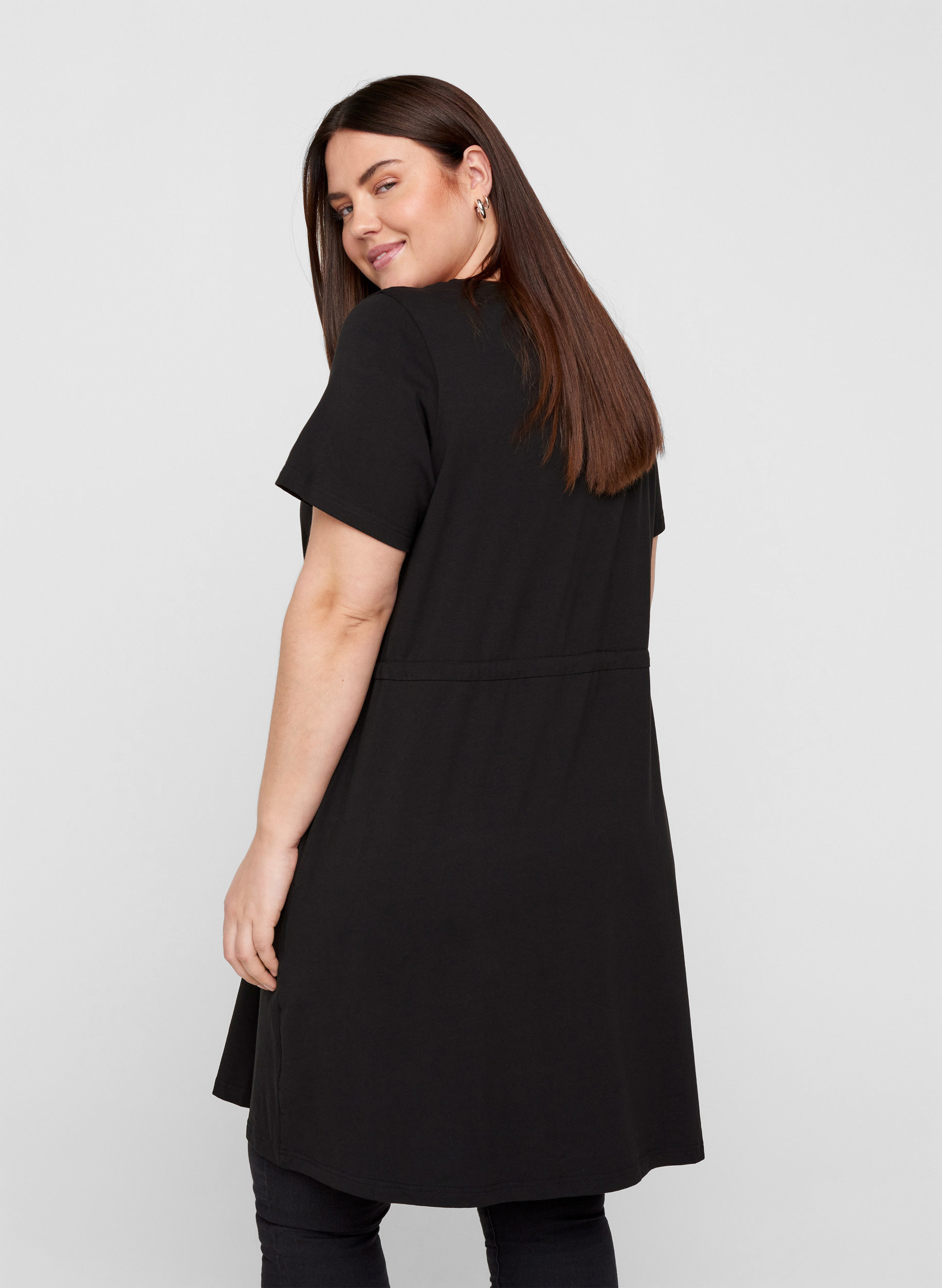 Short-sleeved cotton tunic - Black - Sz 