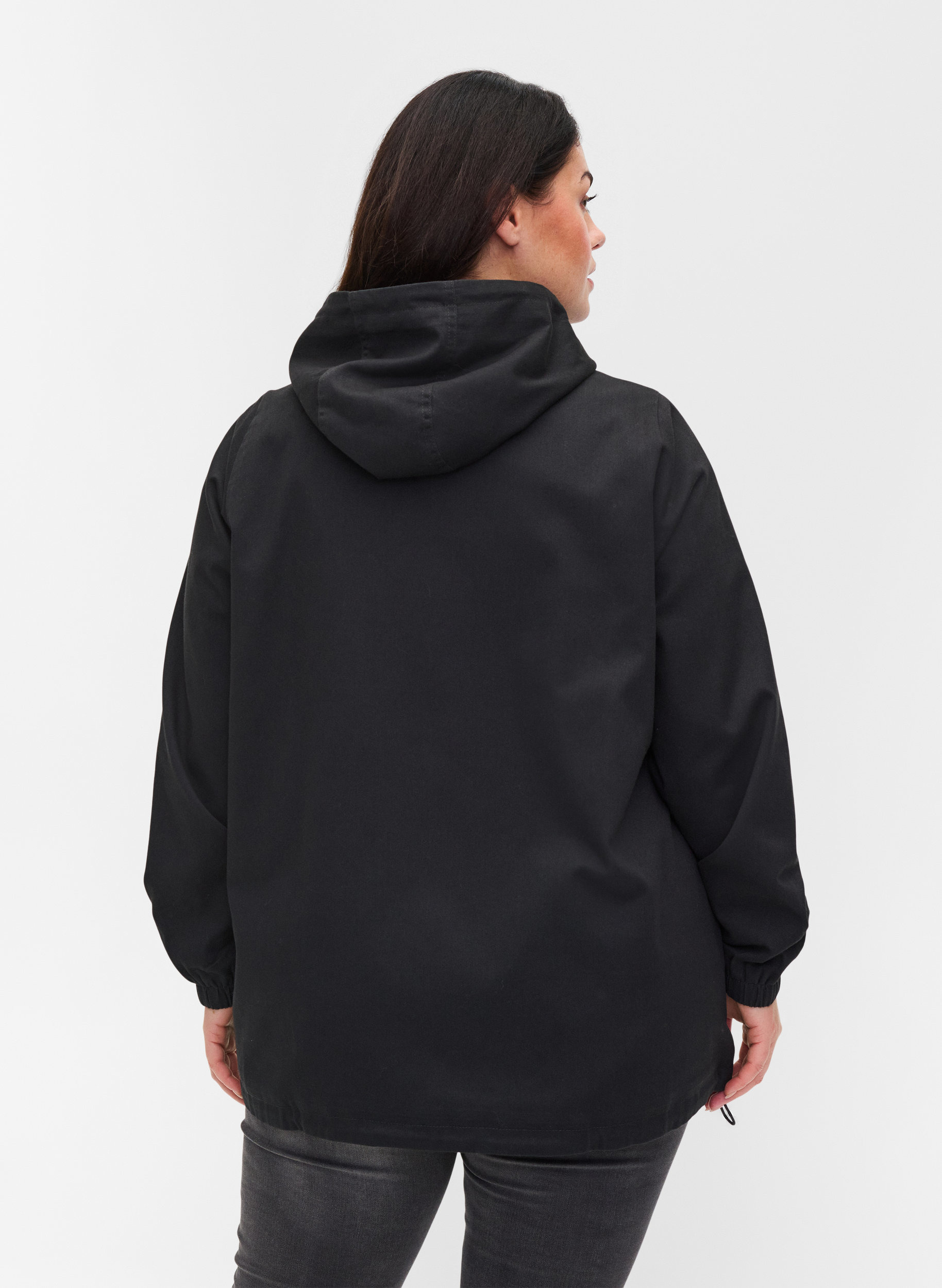 Anorak with a hood and pocket, Black, Model image number 1