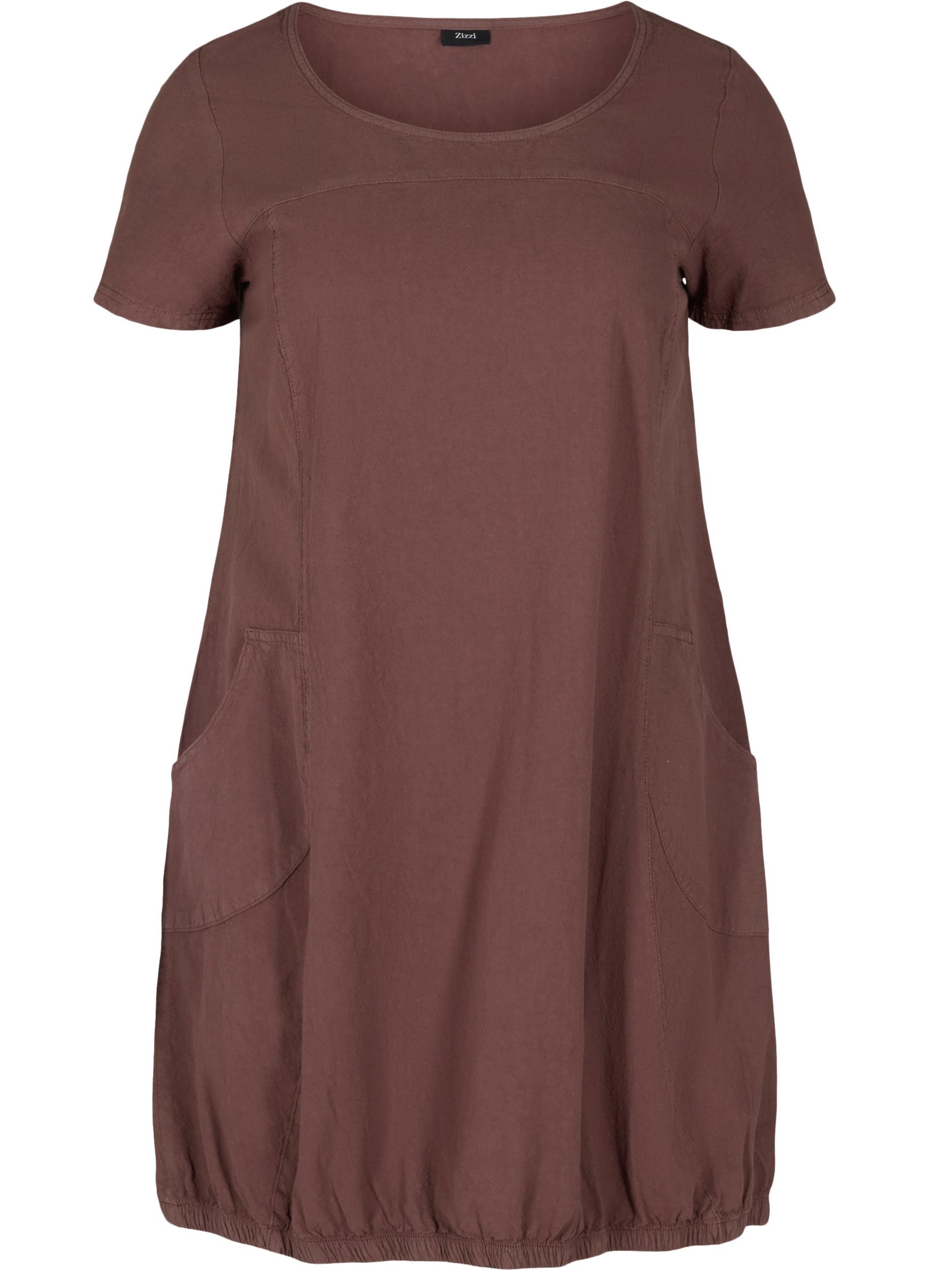 Short-sleeved cotton dress, Mocca, Packshot image number 0