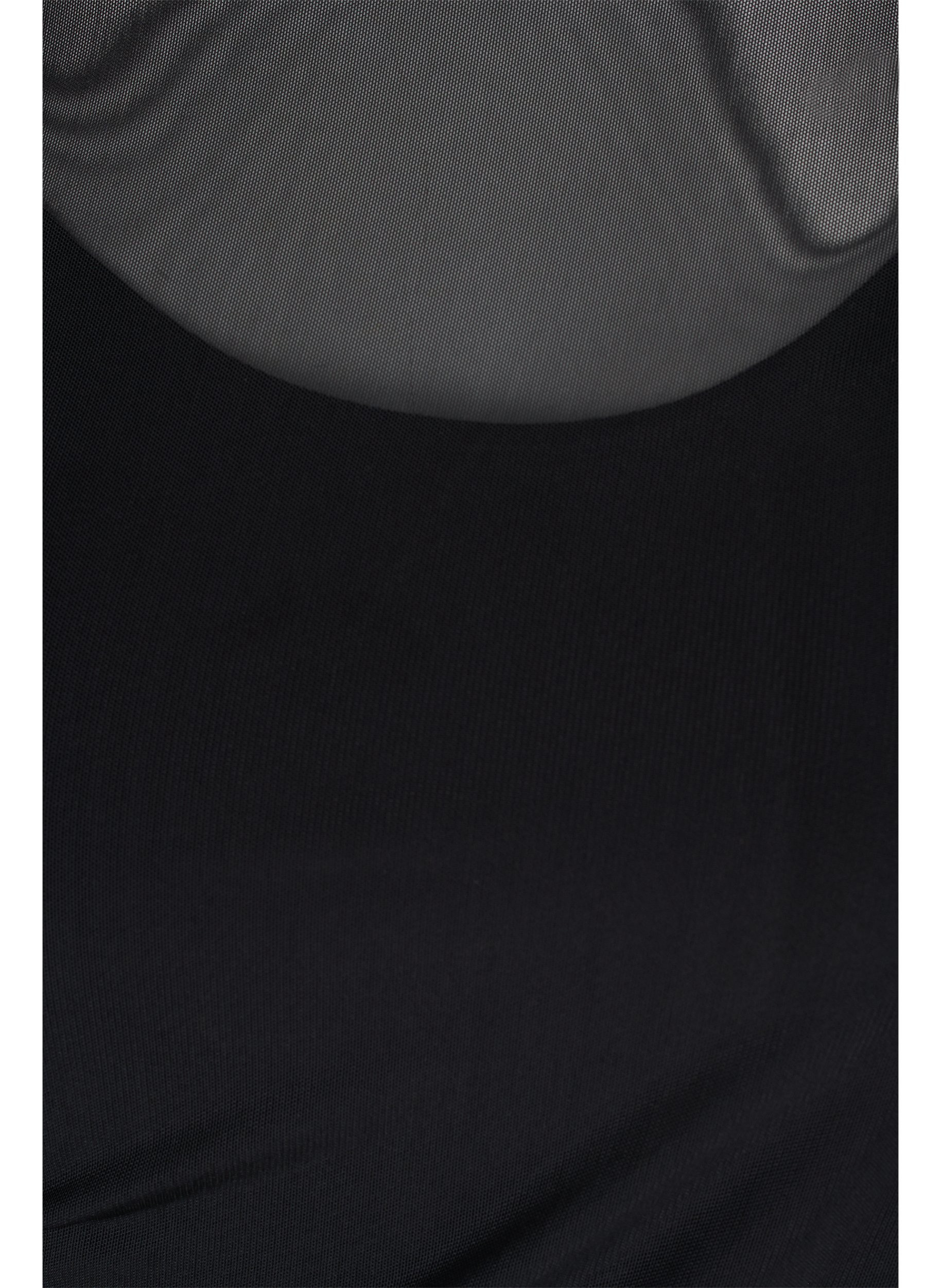 Close-fitting mesh dress with 3/4 sleeves, Black, Packshot image number 2