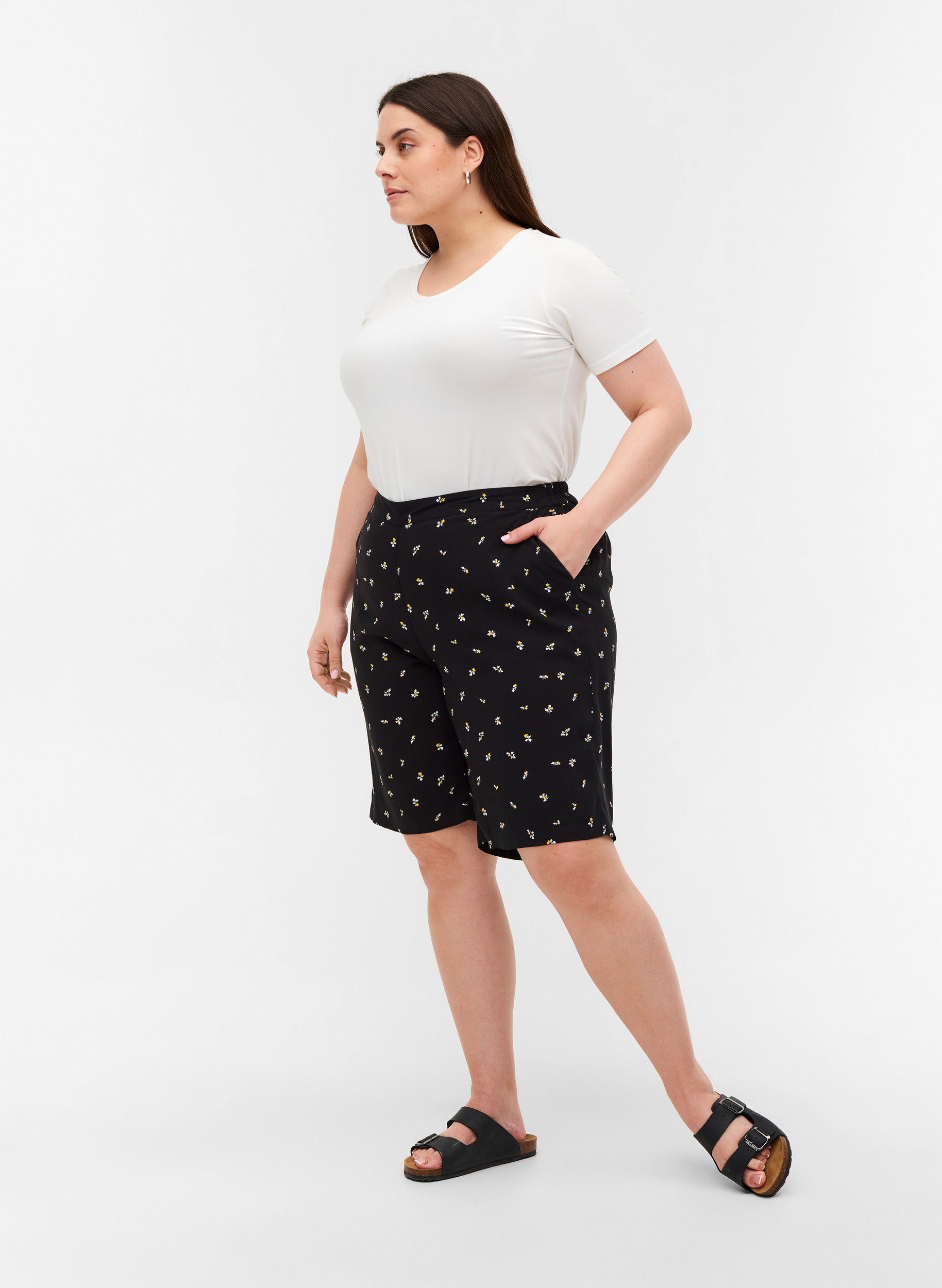 Printed bermuda shorts in viscose 