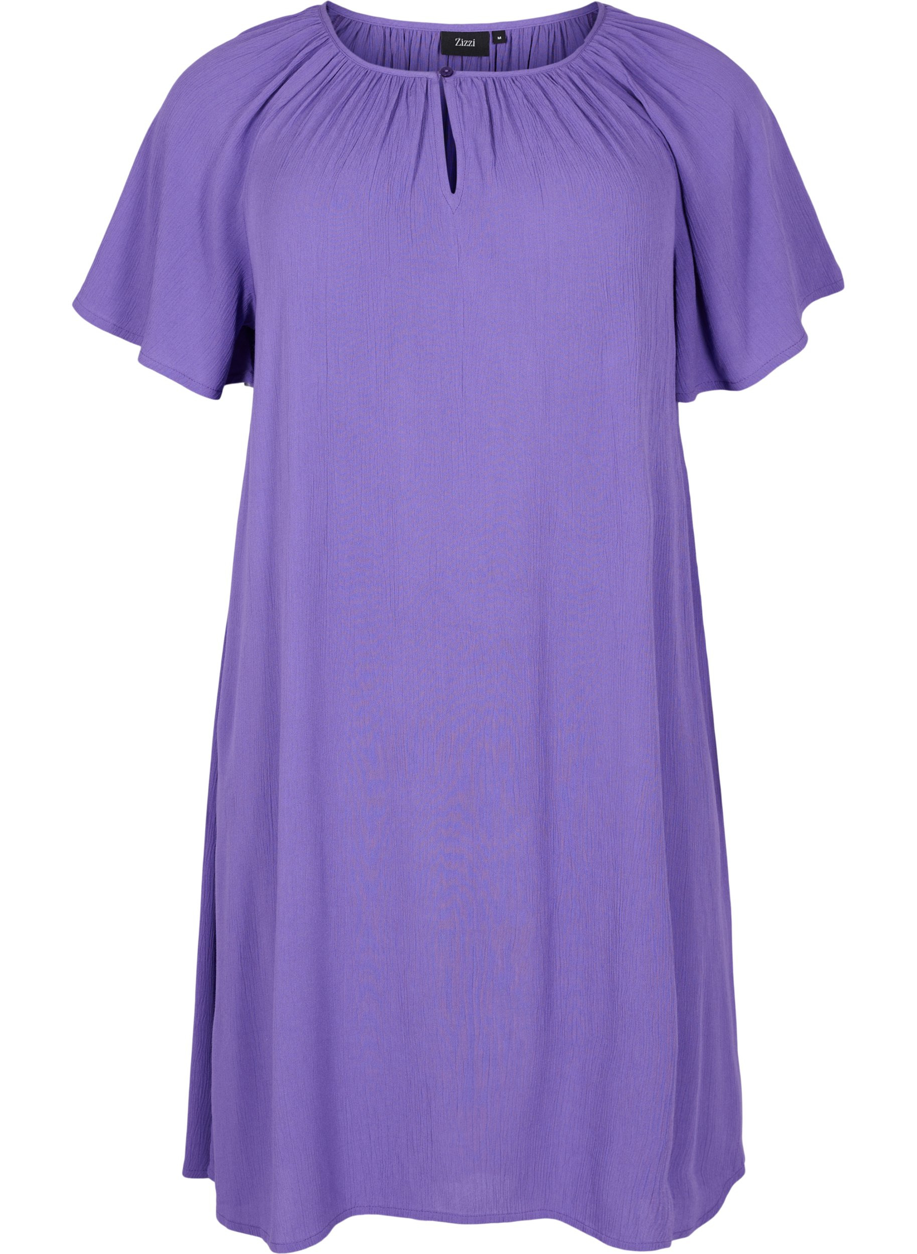 Short-sleeved viscose dress - Purple ...