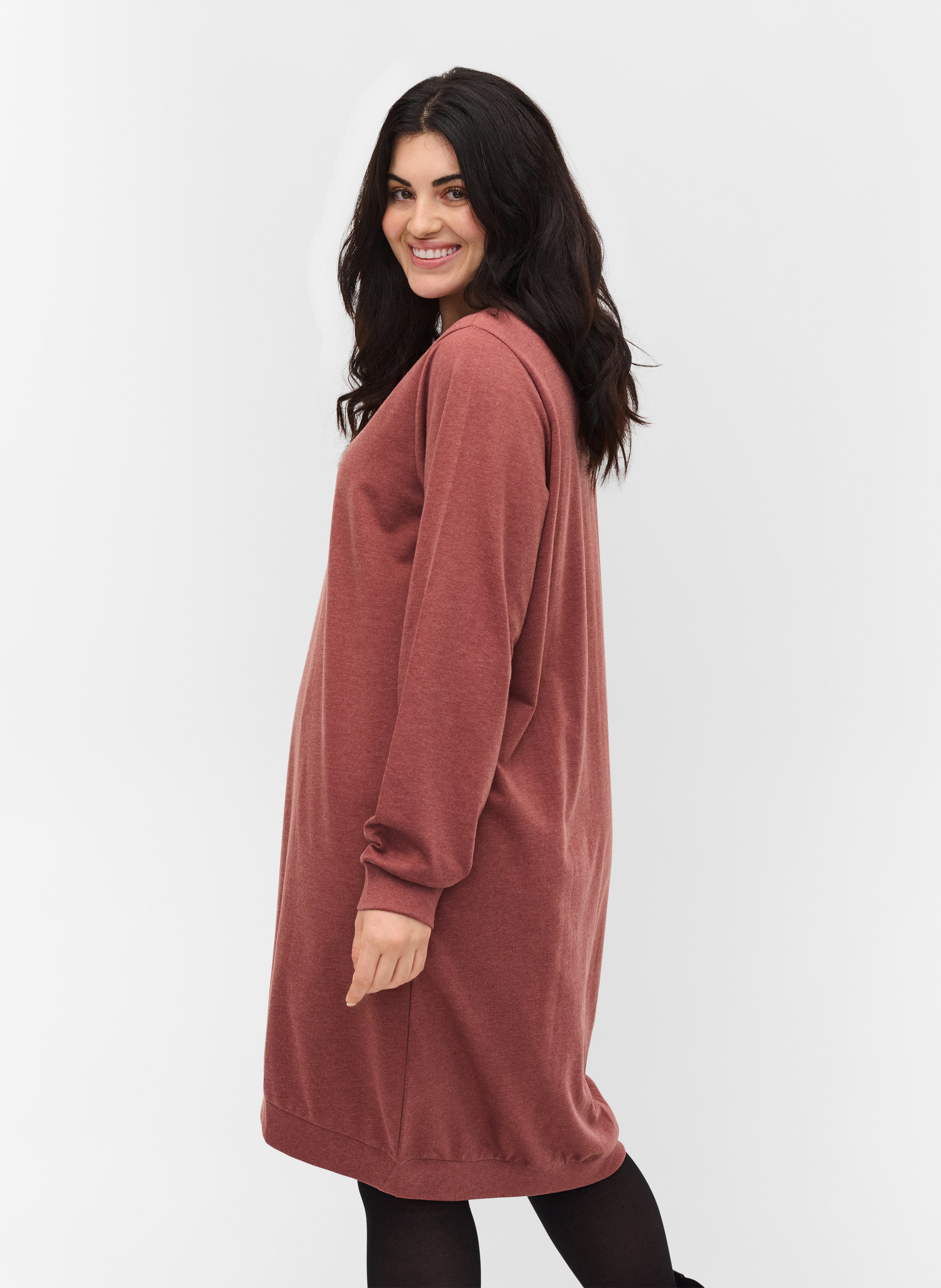 Sweater dress with long sleeves - Red 