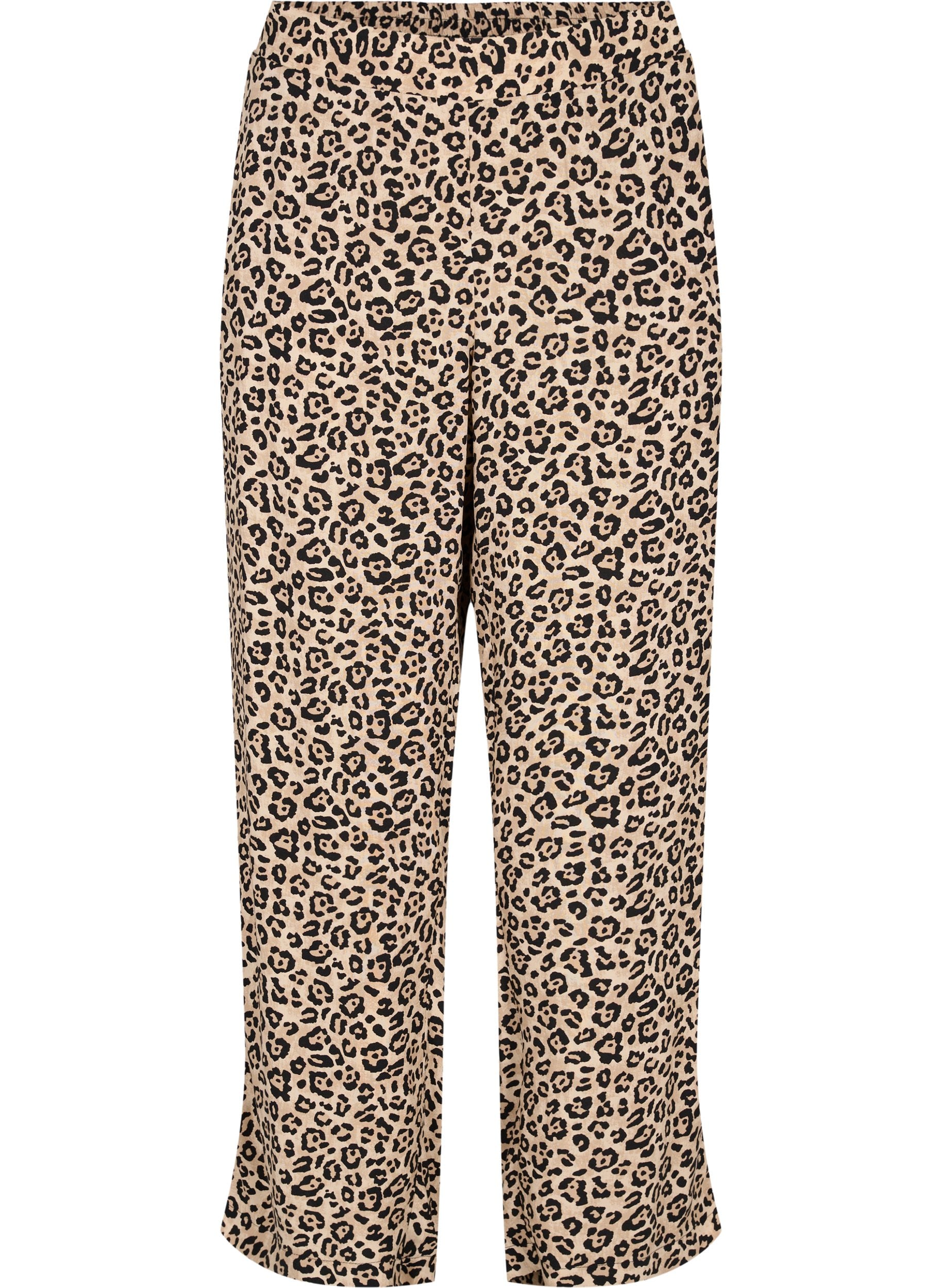 Trendy leopard print trousers - Brown 