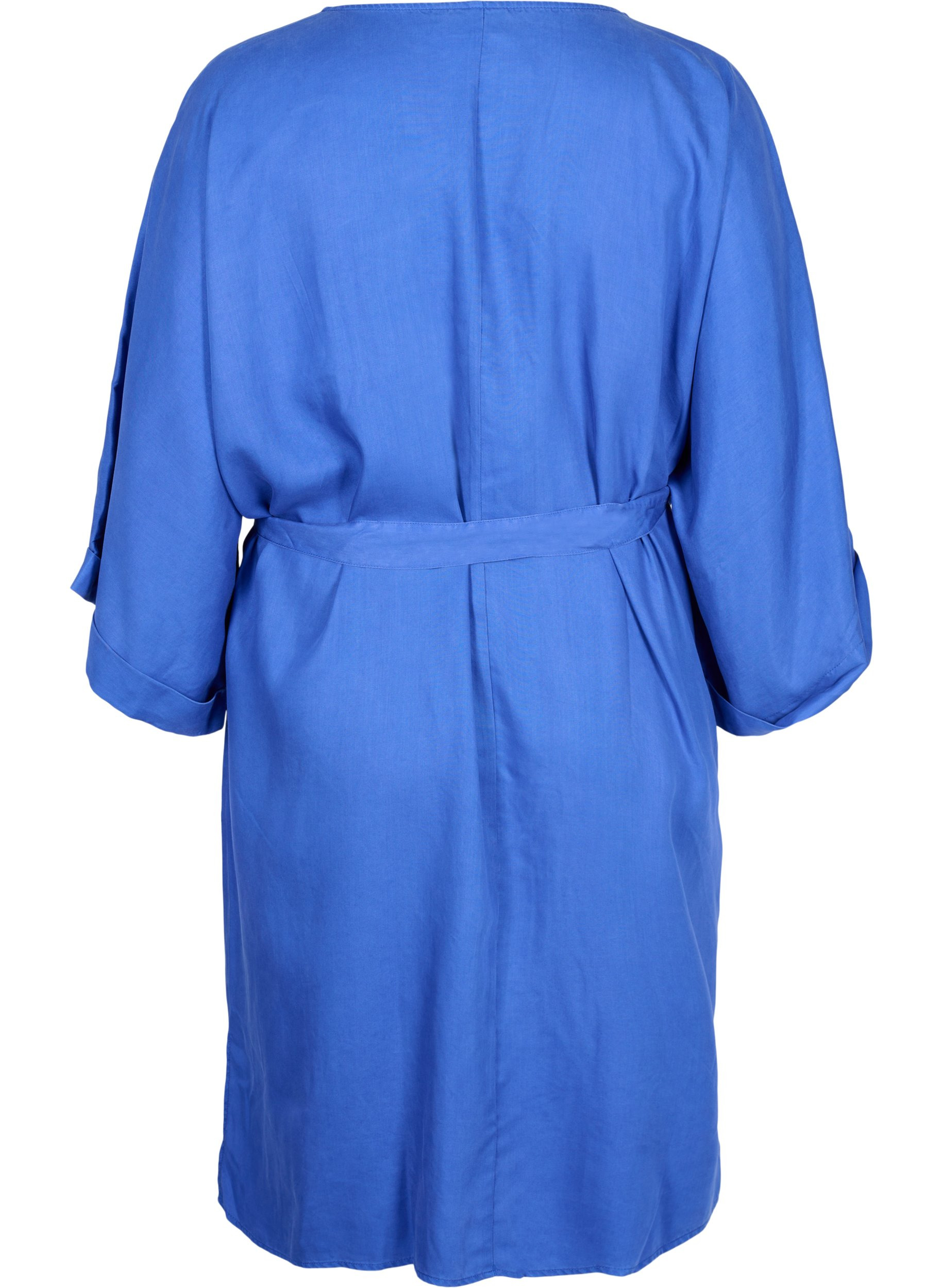 Dress with 3/4 sleeves and tie-belt, Dazzling Blue, Packshot image number 1