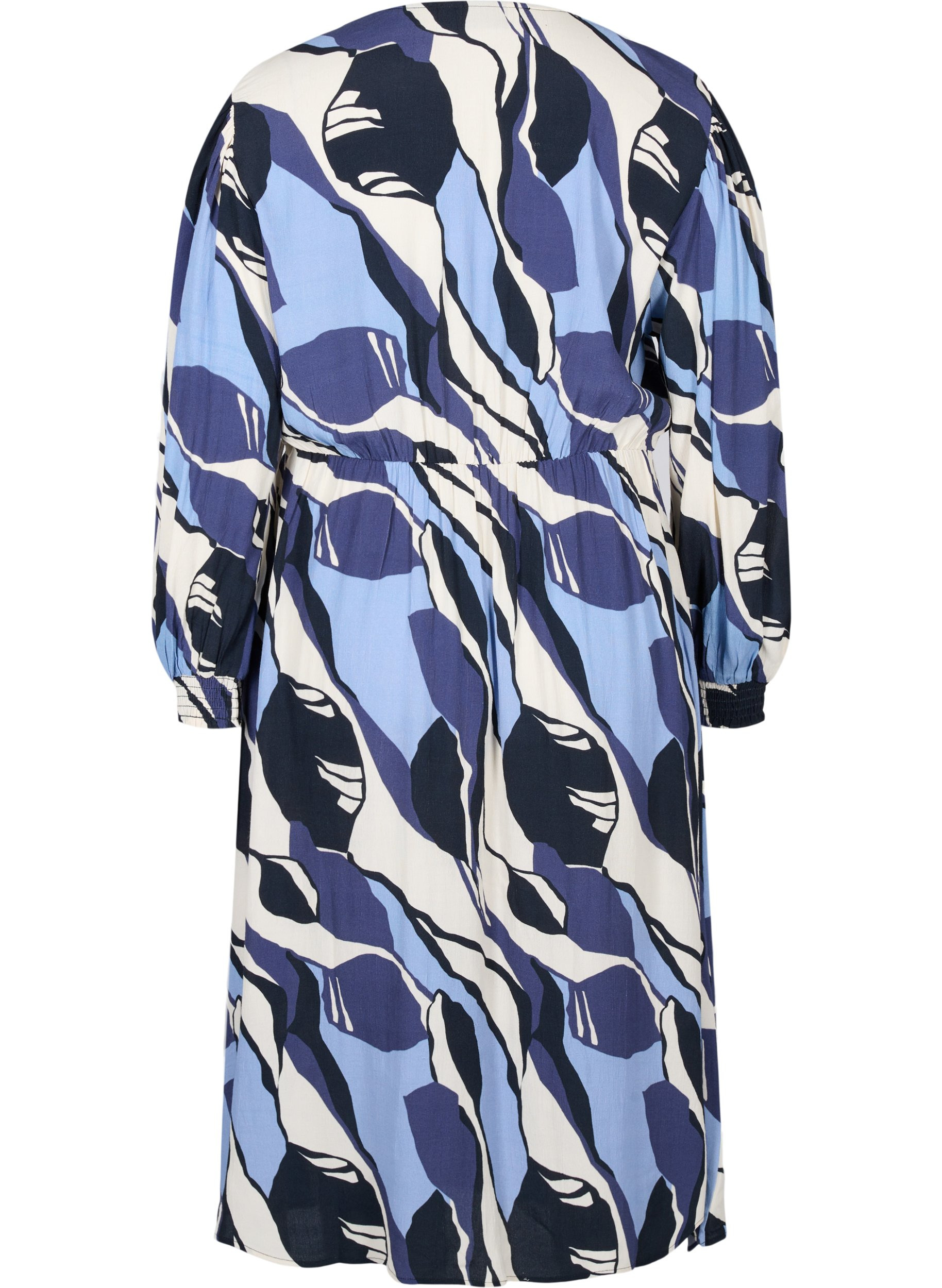 Printed midi dress with wrap, Blue Abstract AOP, Packshot image number 1
