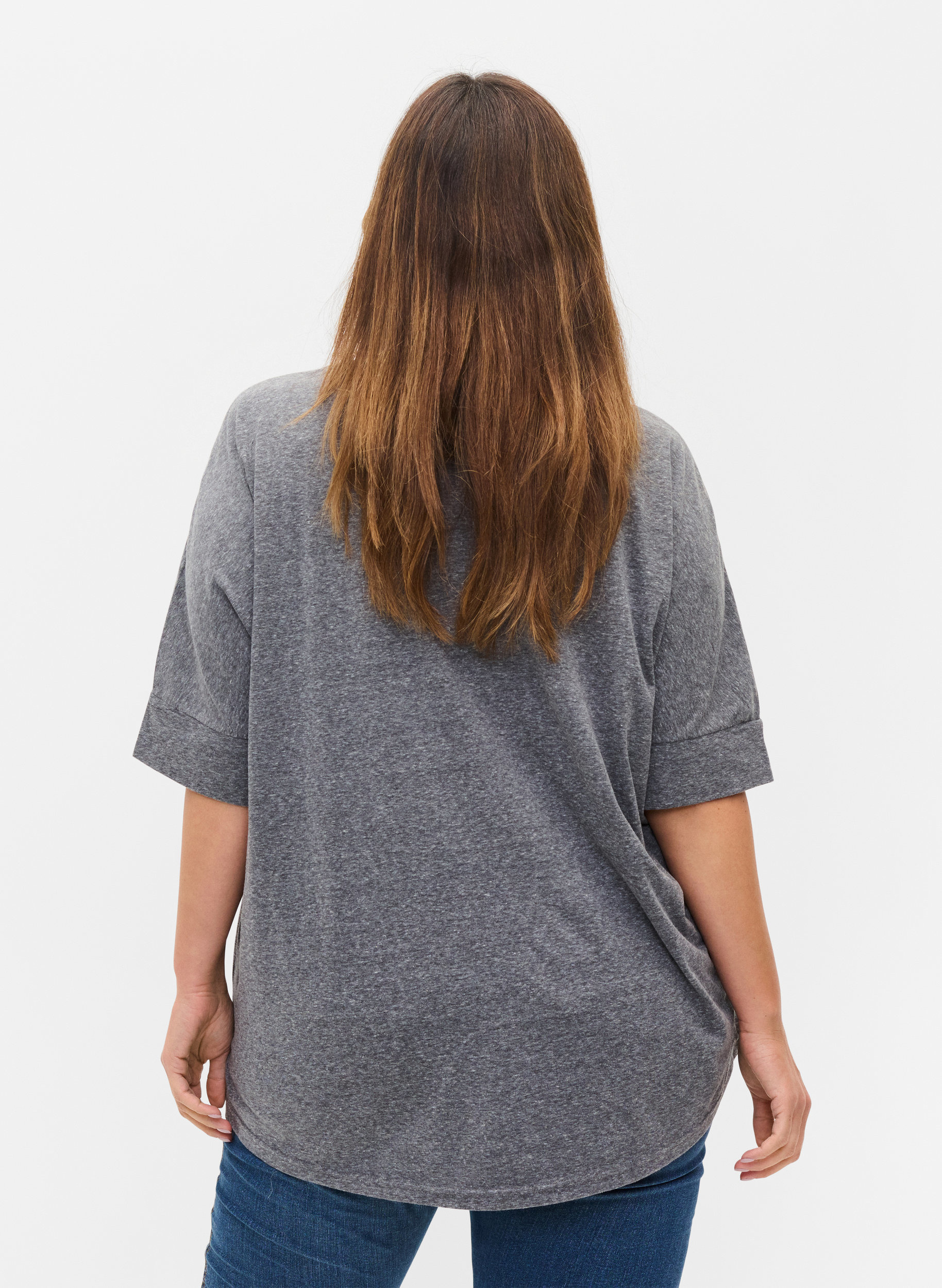 Melange blouse with short sleeves 