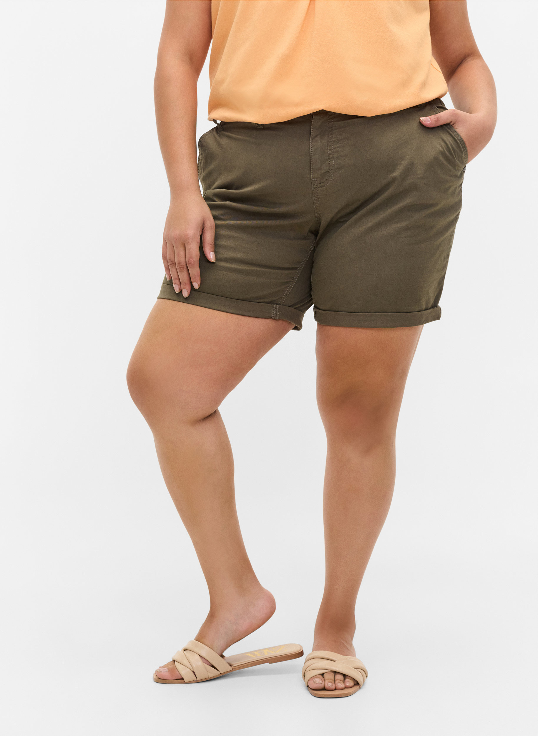 Cotton shorts with pockets - Green - Sz 