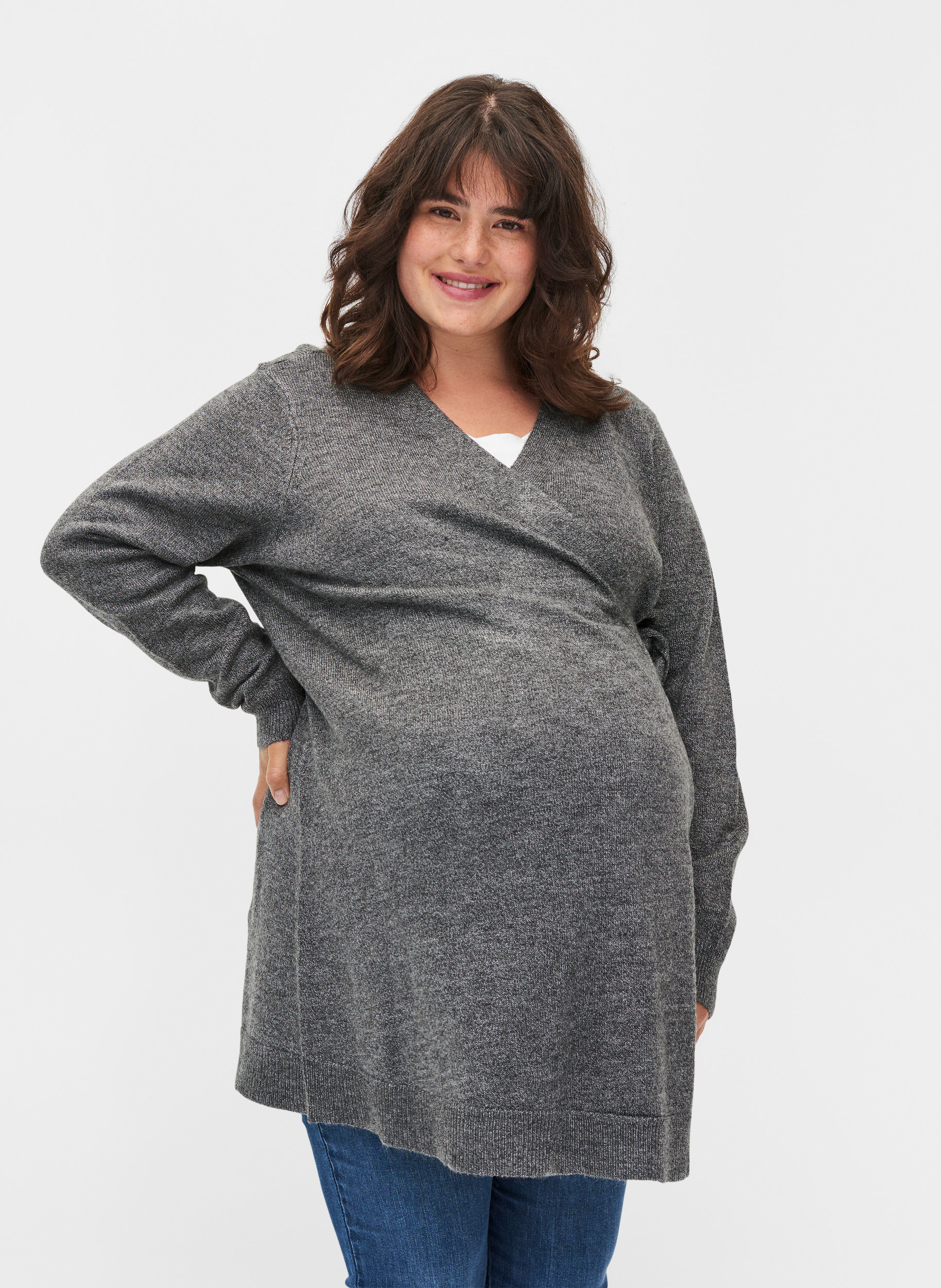 Mottled maternity blouse in knit with 