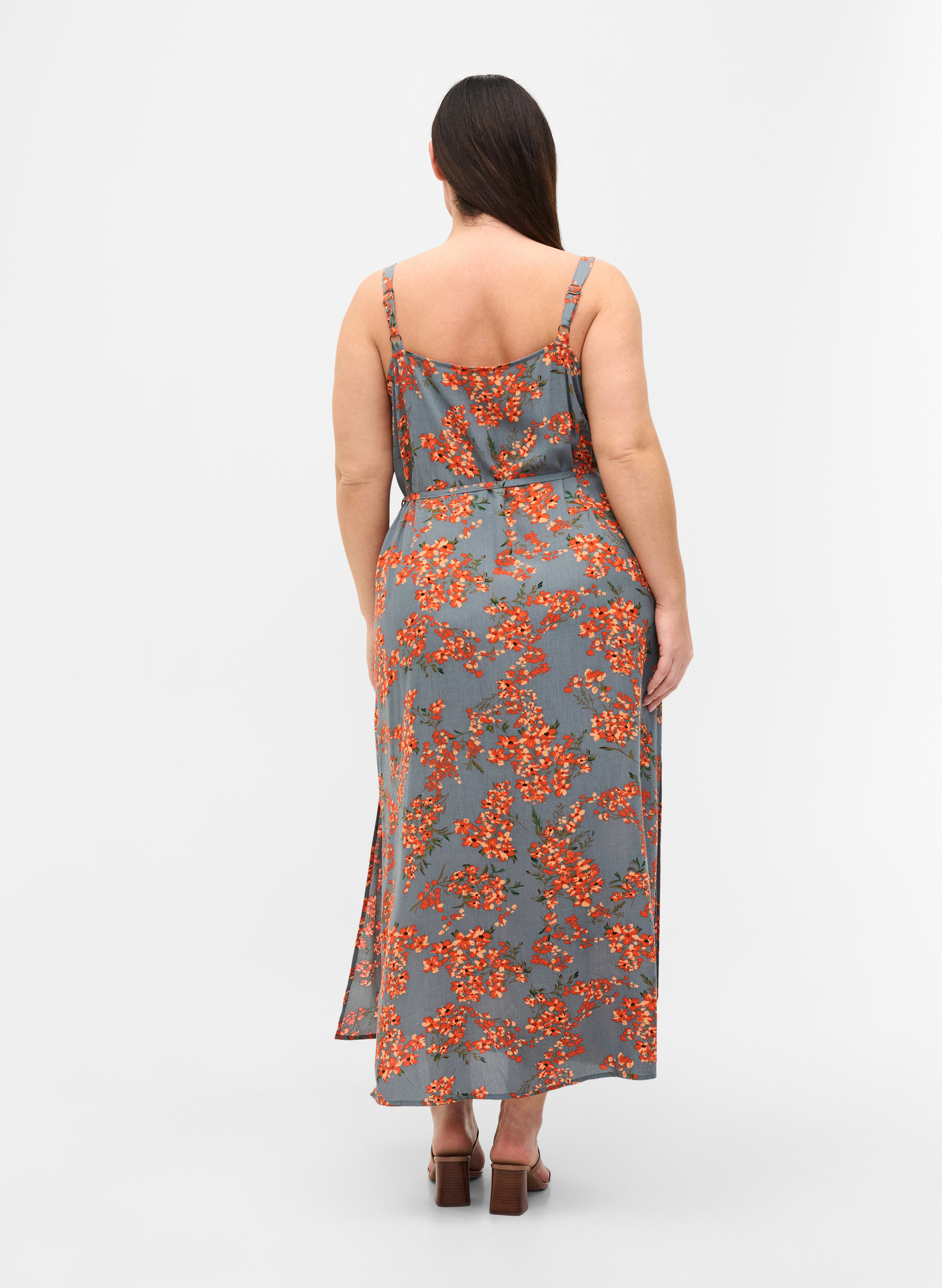 Printed Maxi dress in viscose, Balsam Green Flower, Model image number 1