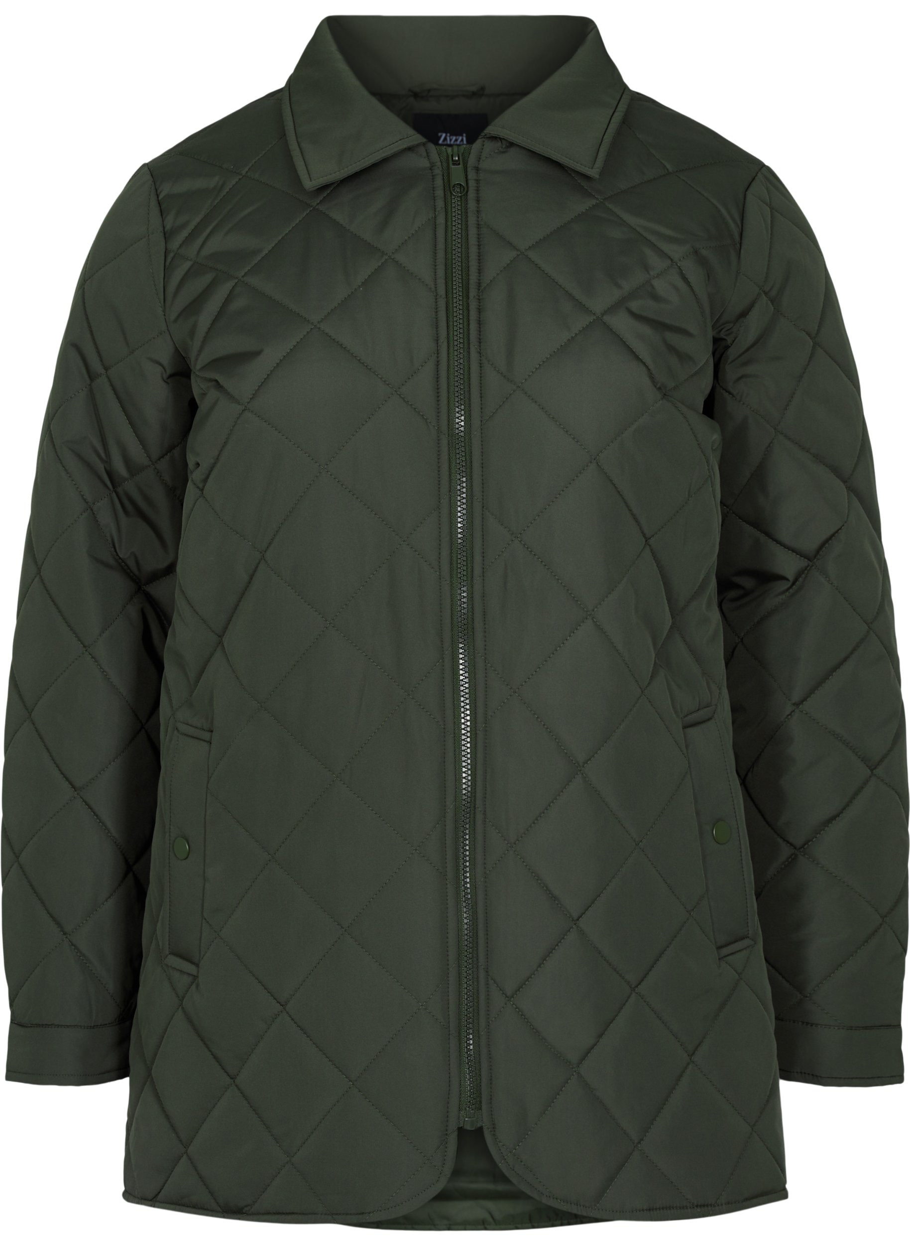 Short quilted jacket with collar, Forest Night, Packshot image number 0