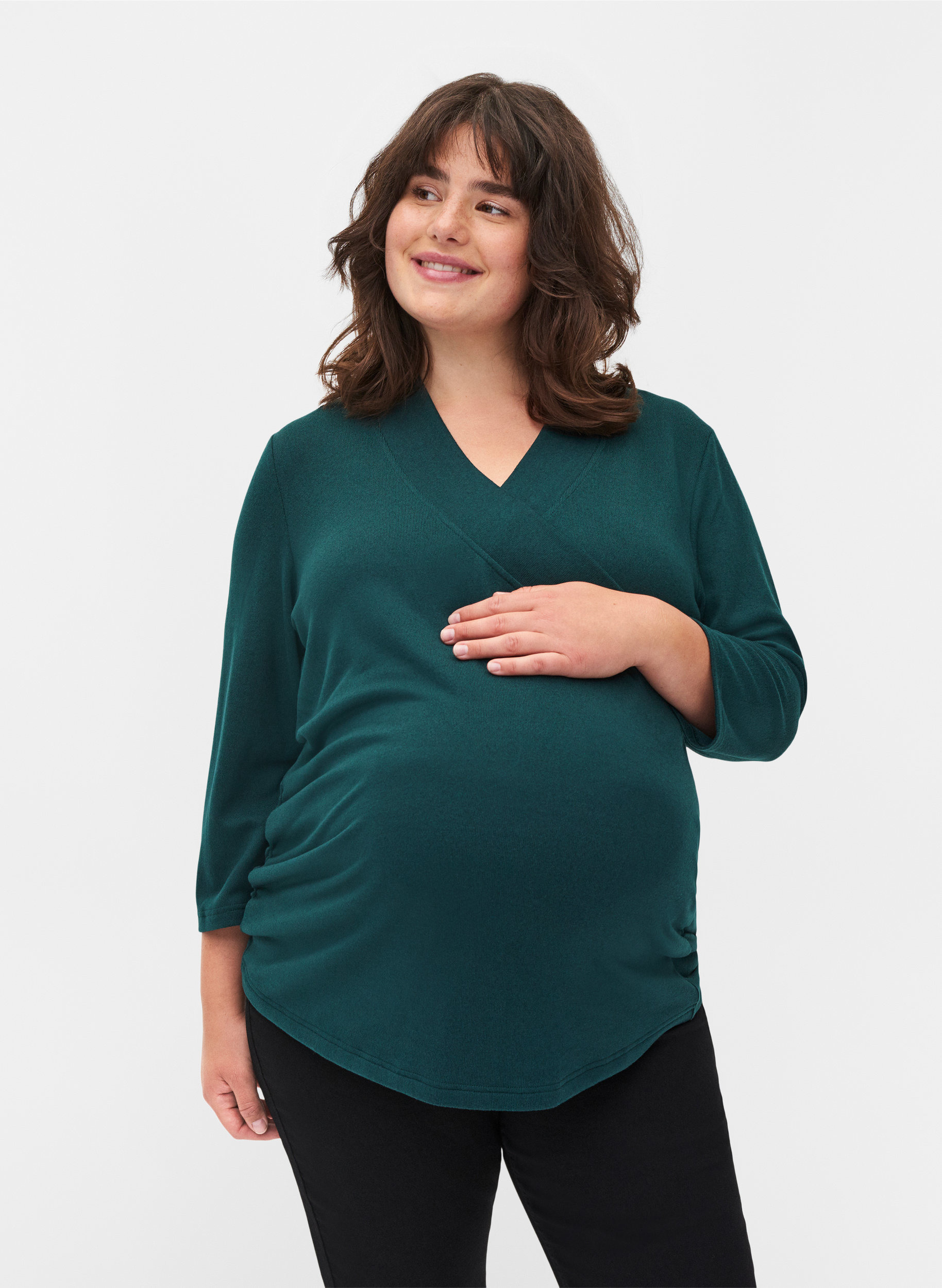 Maternity blouse with 3/4 sleeves and V 