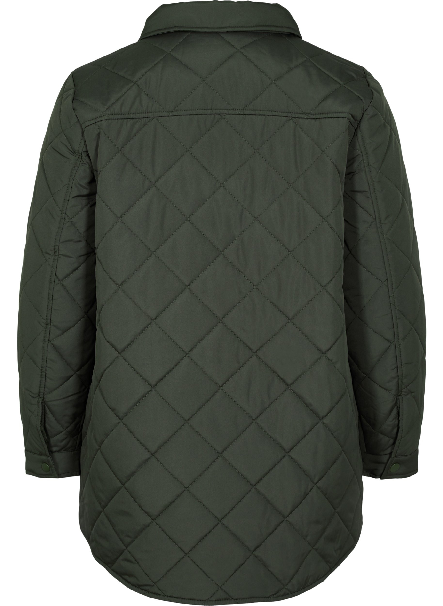Short quilted jacket with collar, Forest Night, Packshot image number 1