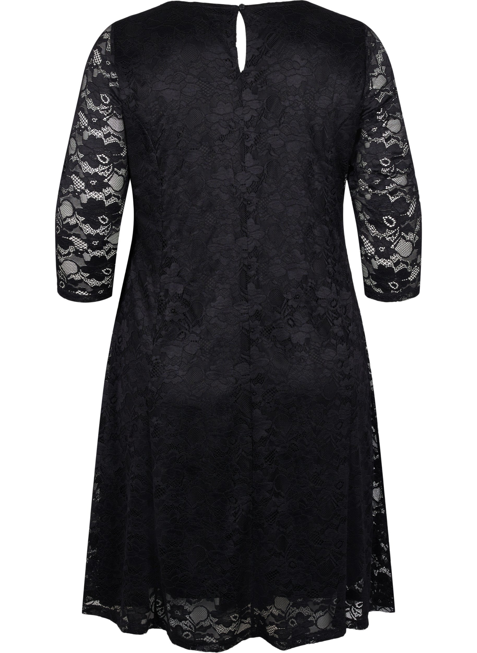 Lace dress with 3/4 sleeves, Black, Packshot image number 1