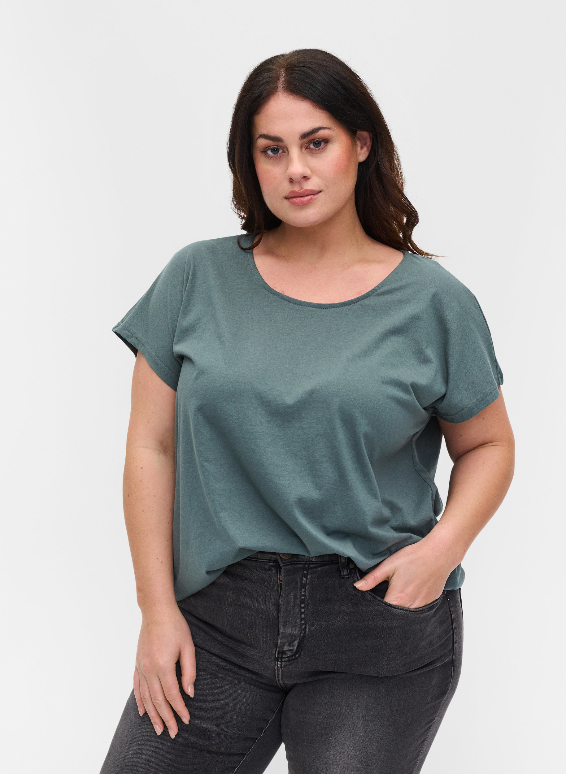 Cotton mix t-shirt, Balsam Green, Model