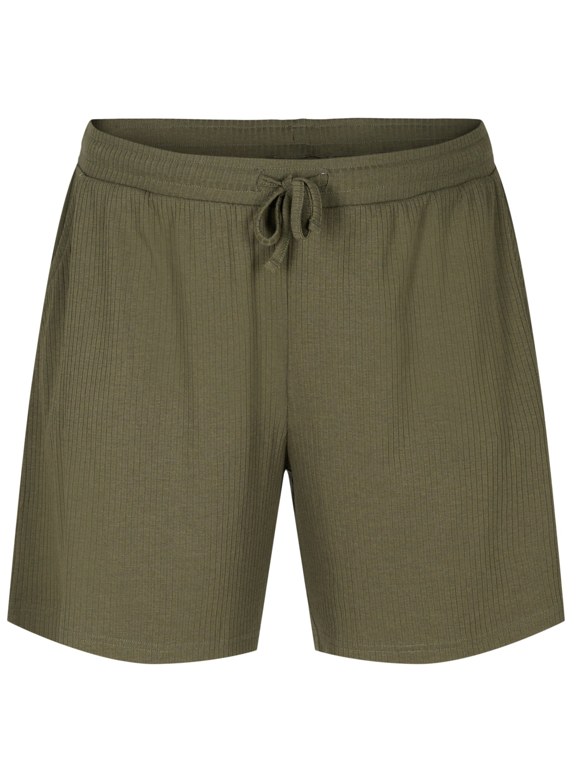 Shorts in ribbed fabric with pockets, Dusty Olive, Packshot