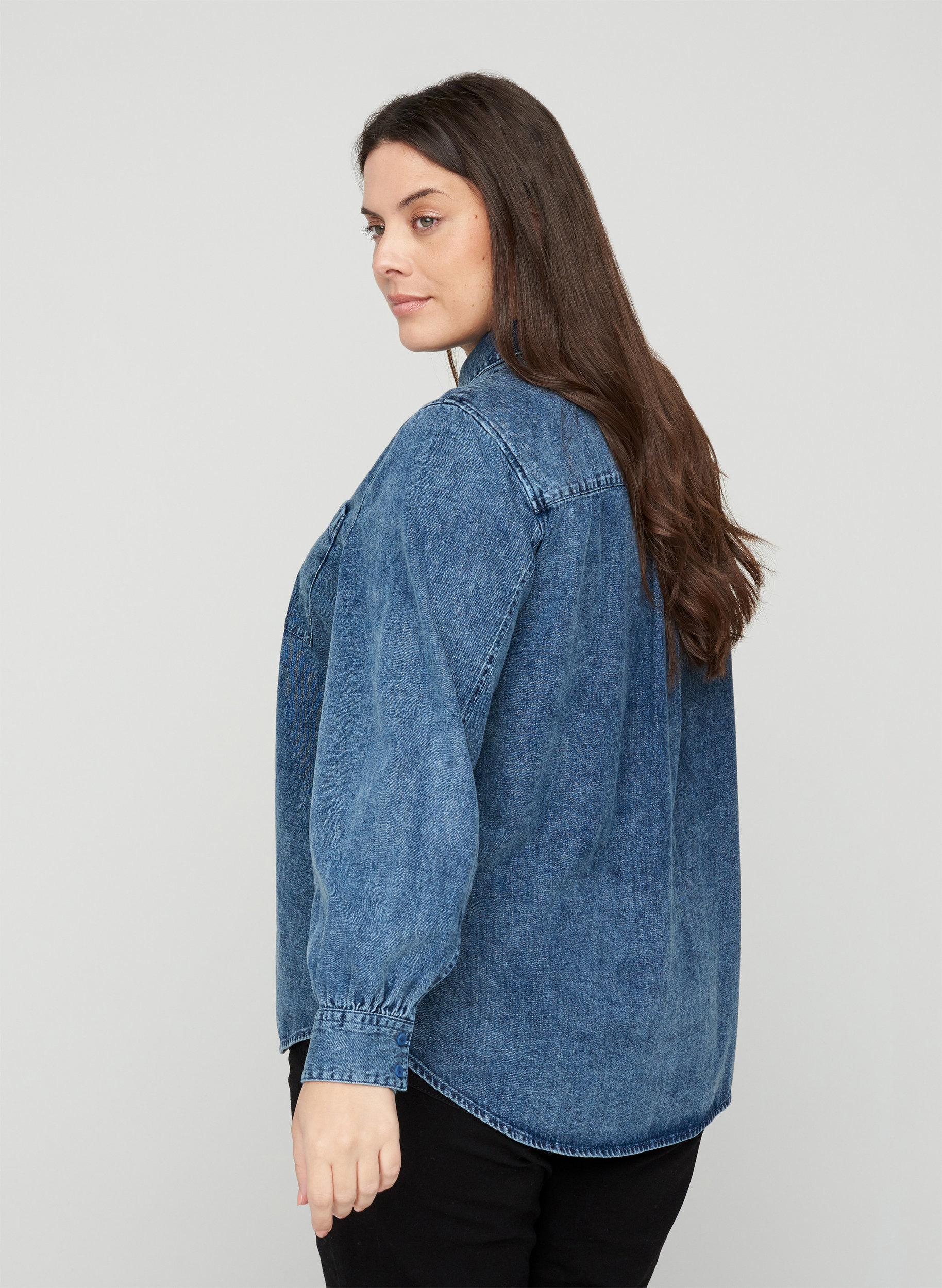 Denim shirt with chest pockets - Blue 